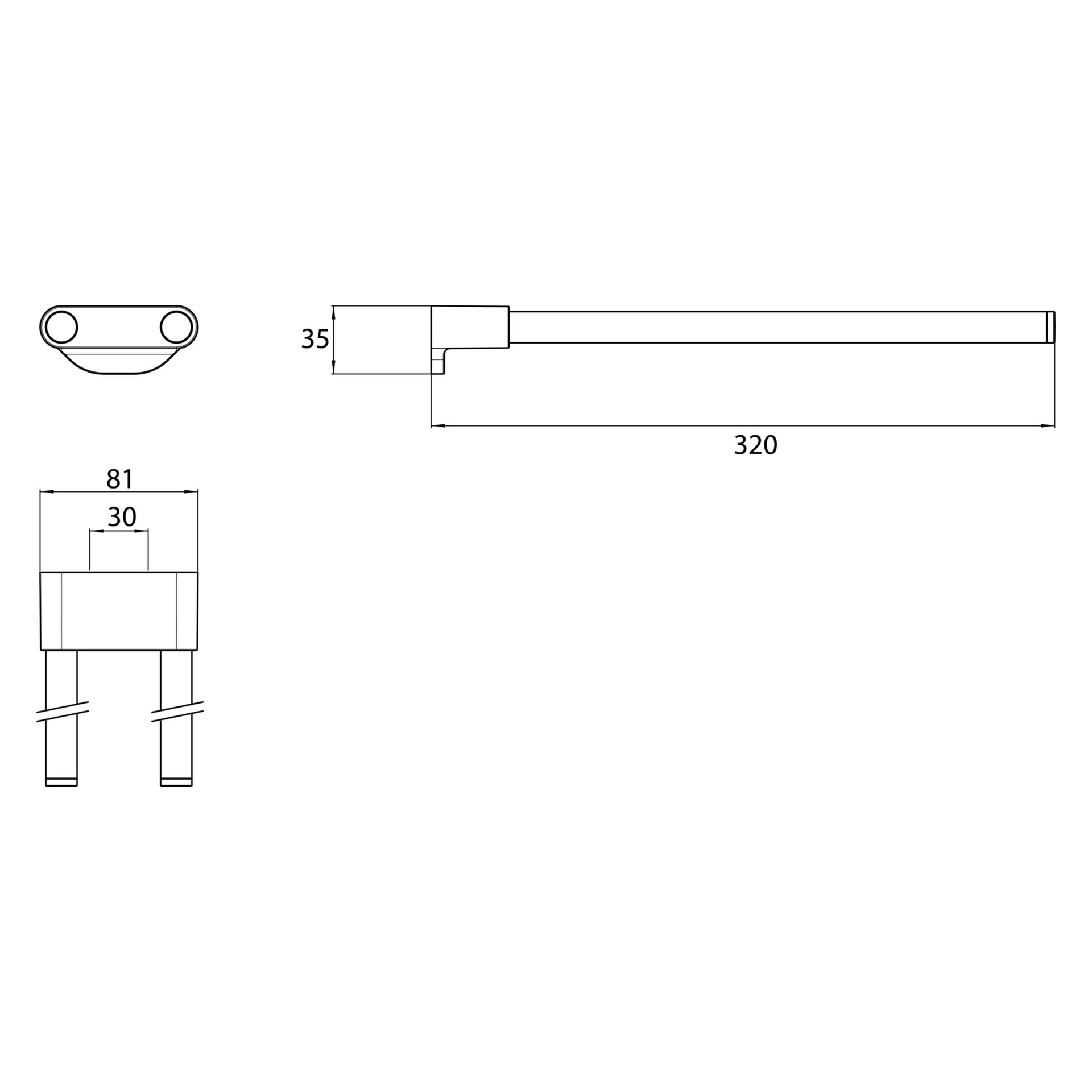 flow Handtuchhalter starr 2-armig, 320 mm, chrom