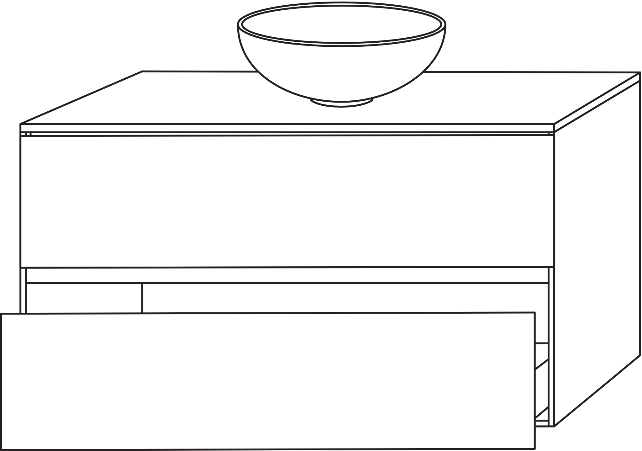 Sanipa Waschtischunterschrank „Solo One“ 1000 × 561 × 520 mm in Eiche Tabak, mit Hahnlochbohrung, Becken mittig