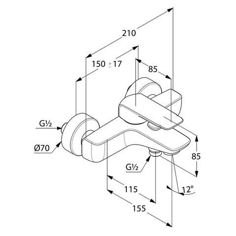 AMEO Wannenfüll. und Brause EHM DN 15 chrom AMEO Wannenfüll. und Brause EHM DN 15 chrom