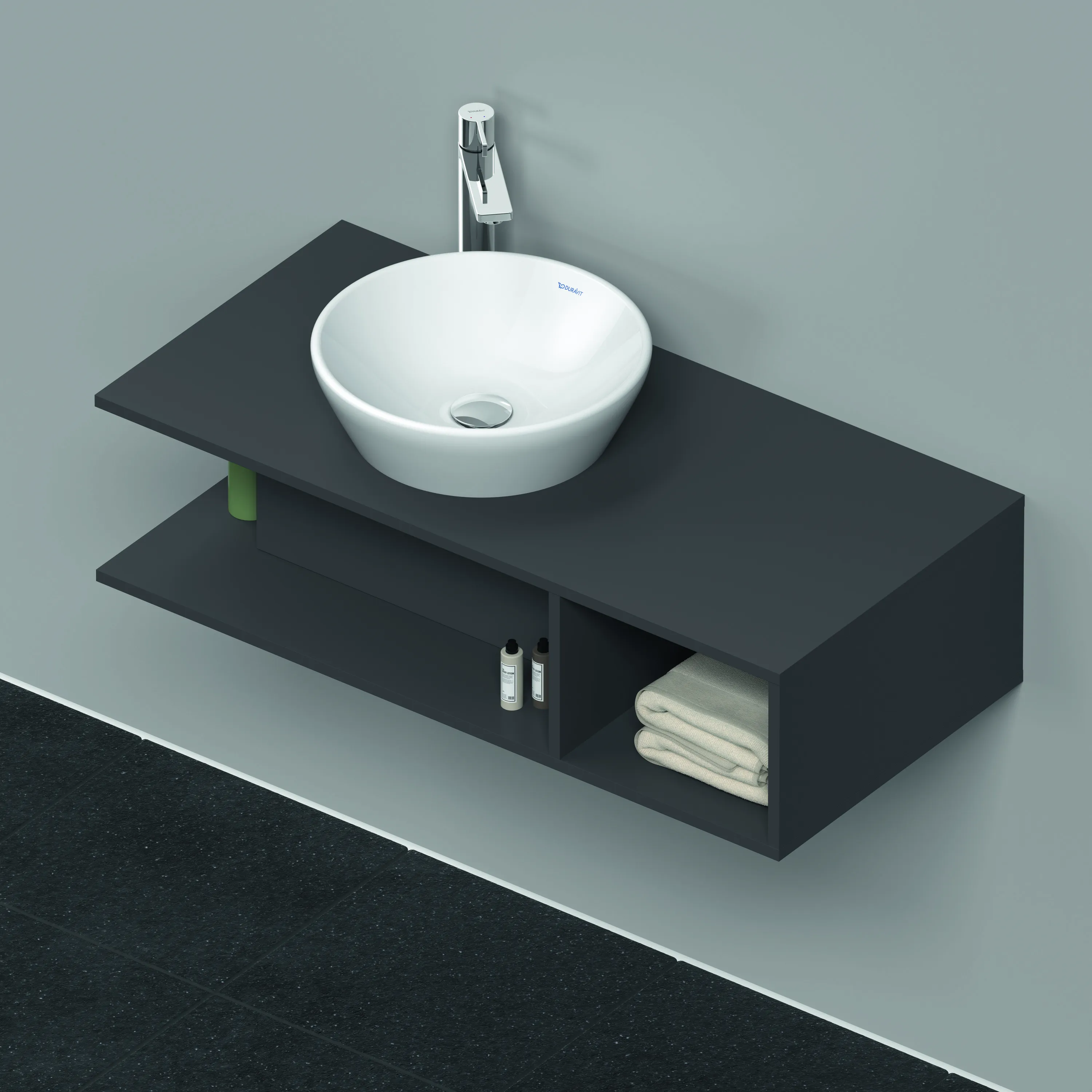 Duravit Waschtischunterschrank wandhängend „D-Neo“ 100 × 26 × 48 cm Graphit Matt