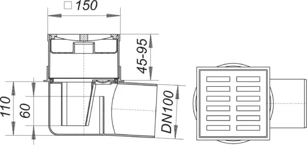 Kellerablauf 57 AK, DN 100
