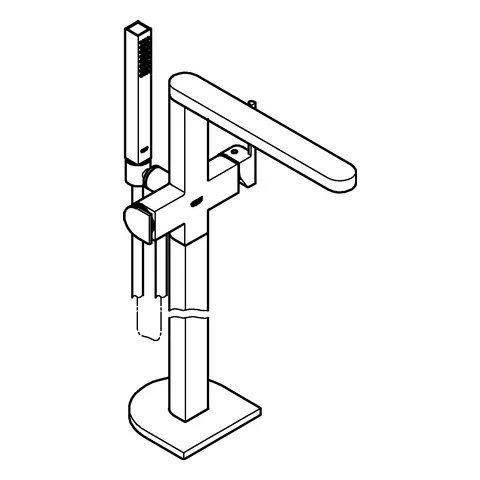 Einhand-Wannenbatterie Plus 23846_3, Bodenmontage, Fertigmontageset für 45984, mit Handbrauseset und Brauseschlauch, eigensicher, chrom Einhand-Wannenbatterie Plus 23846_3, Bodenmontage, Fertigmontageset für 45984, mit Handbrauseset und Brauseschlauch, eigensicher, chrom