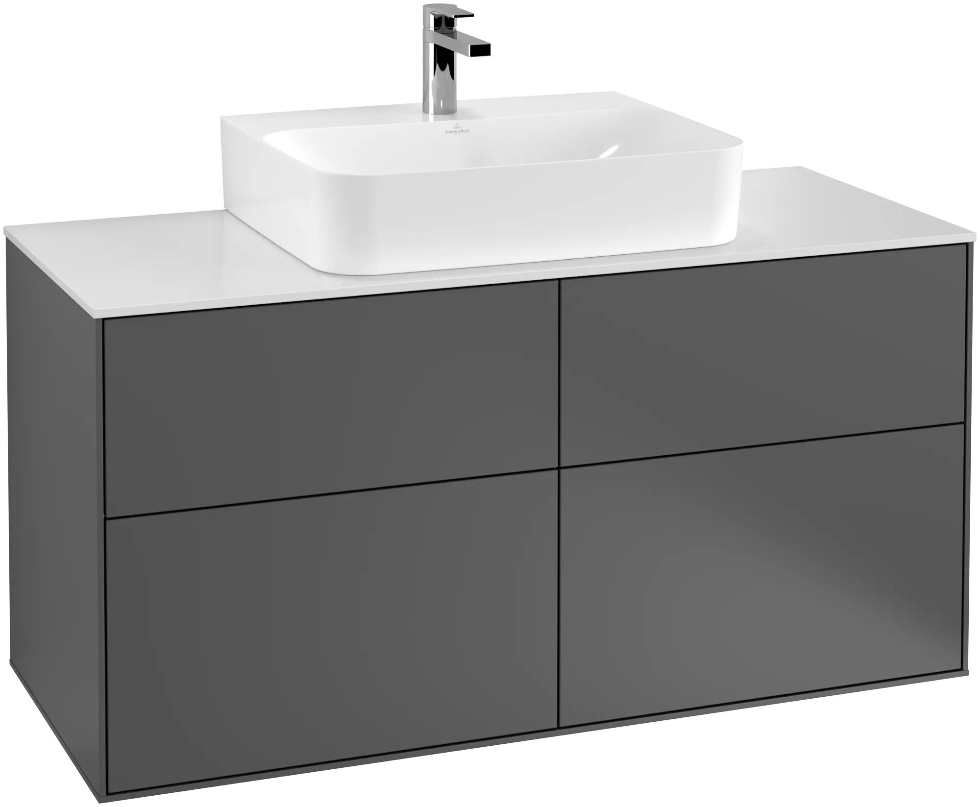 Villeroy & Boch Waschbeckenunterschrank Finion G13, 1200x603x501mm, anthrazit matt lackiert / glass white matt Villeroy & Boch Waschbeckenunterschrank Finion G13, 1200x603x501mm, anthrazit matt lackiert / glass white matt