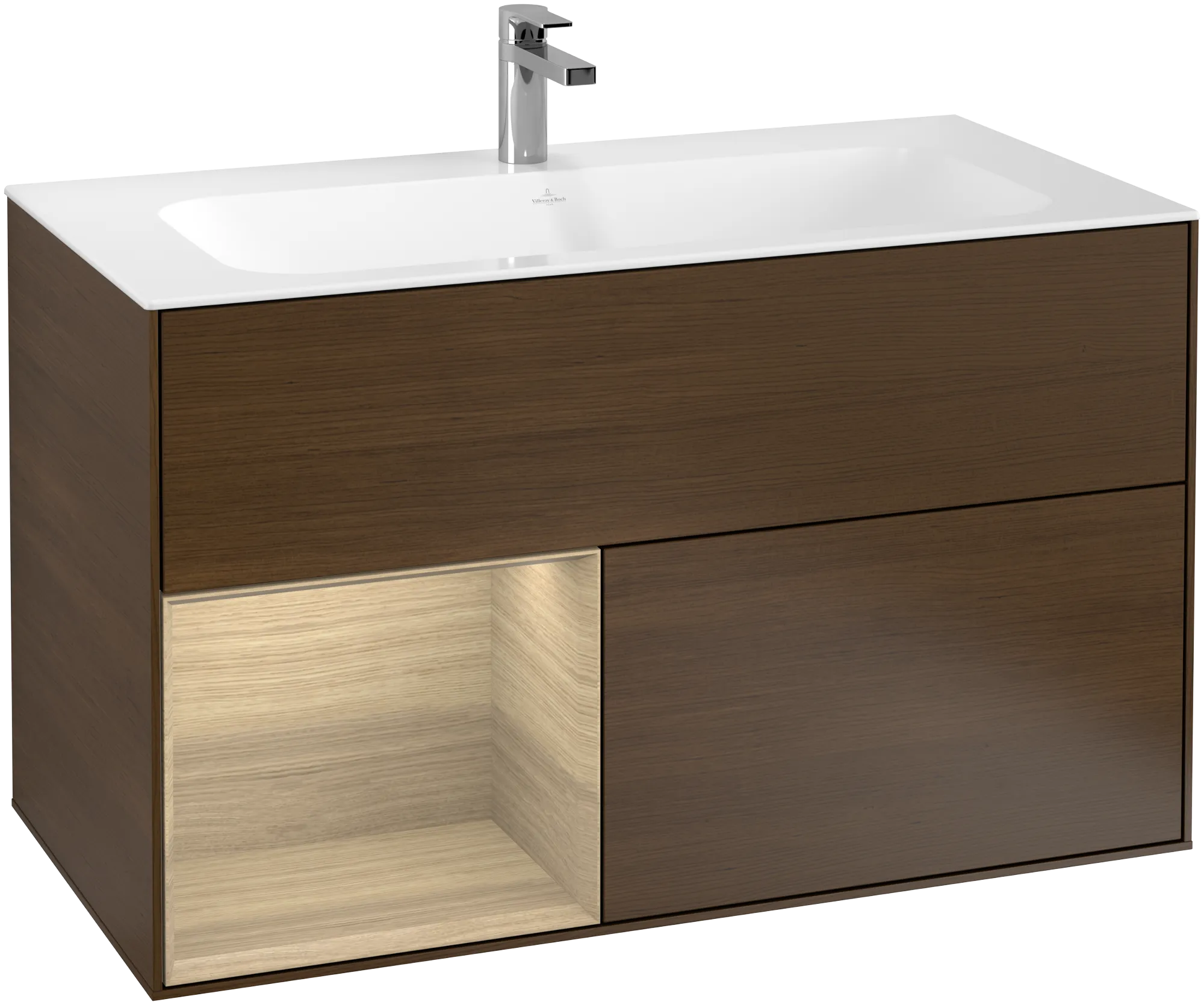 Villeroy & Boch Finion Waschbeckenunterschrank F03, 996x591x498mm, Holz, Beleuchtung