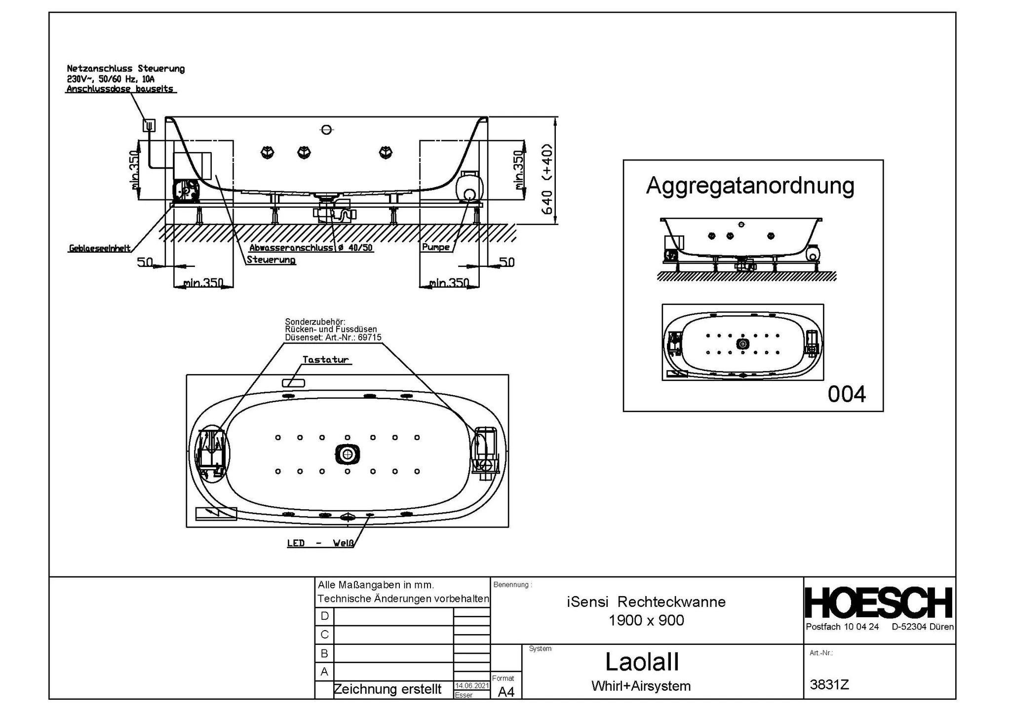 Hoesch Whirlwanne „iSensi“ mit Whirlsystem „Laola II“ rechteck 1900 × 900 mm mit Laola II, in Weiß Hoesch Whirlwanne „iSensi“ mit Whirlsystem „Laola II“ rechteck 1900 × 900 mm mit Laola II, in Weiß