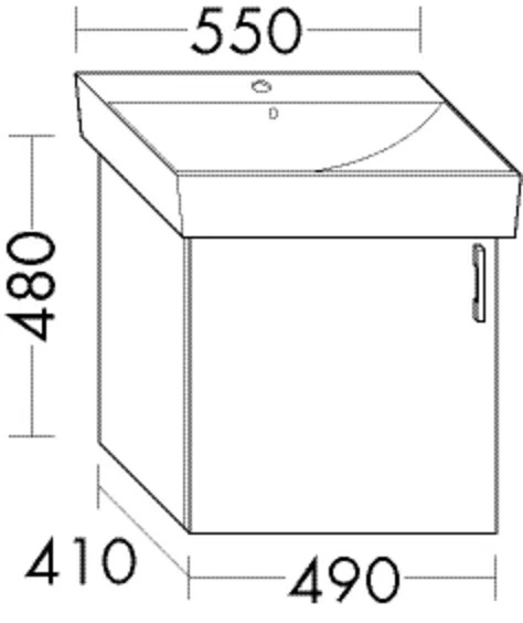Waschtischunterschrank Sys30 von burgbad – 490 mm breit, 410 mm tief, 480 mm hoch, 1 Tür, Connect Air E0299 XX