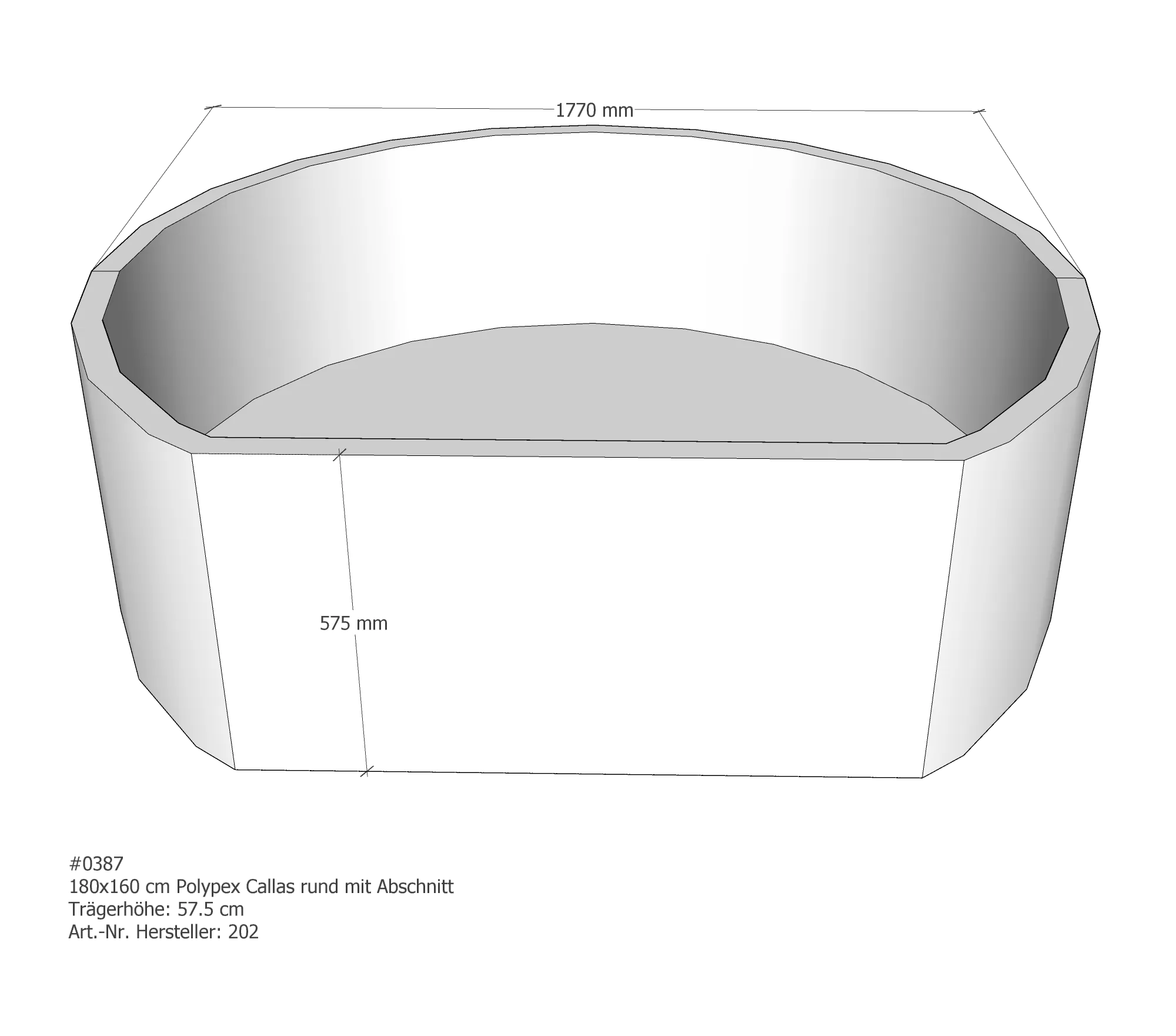 Badewannenträger passend für Polypex Callas 180 × 160 × 44 cm