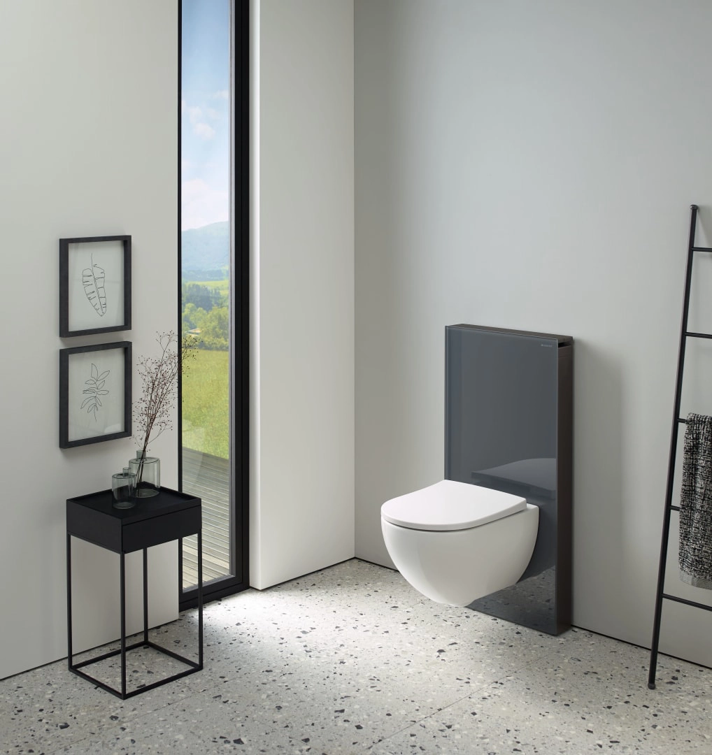 Monolith Plus Sanitärmodul für Wand-WC, 101 cm, Frontverkleidung aus Glas: Glas lava, Aluminium schwarzchrom Monolith Plus Sanitärmodul für Wand-WC, 101 cm, Frontverkleidung aus Glas: Glas lava, Aluminium schwarzchrom
