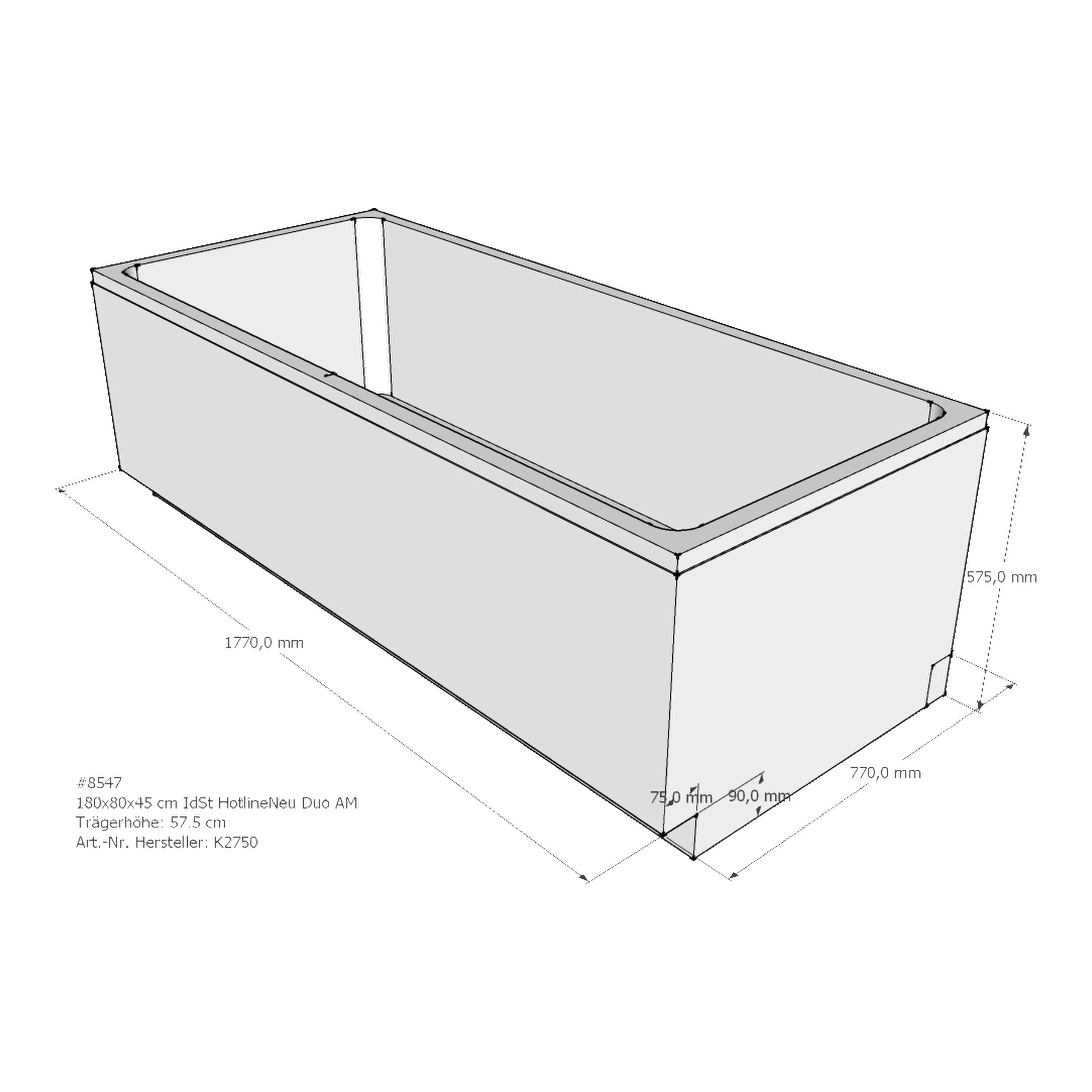 Badewannenträger für Ideal Standard HotlineNeu 180 × 80 × 45 cm Badewannenträger für Ideal Standard HotlineNeu 180 × 80 × 45 cm