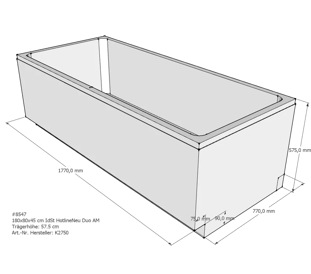 Badewannenträger für Ideal Standard HotlineNeu 180 × 80 × 45 cm Badewannenträger für Ideal Standard HotlineNeu 180 × 80 × 45 cm