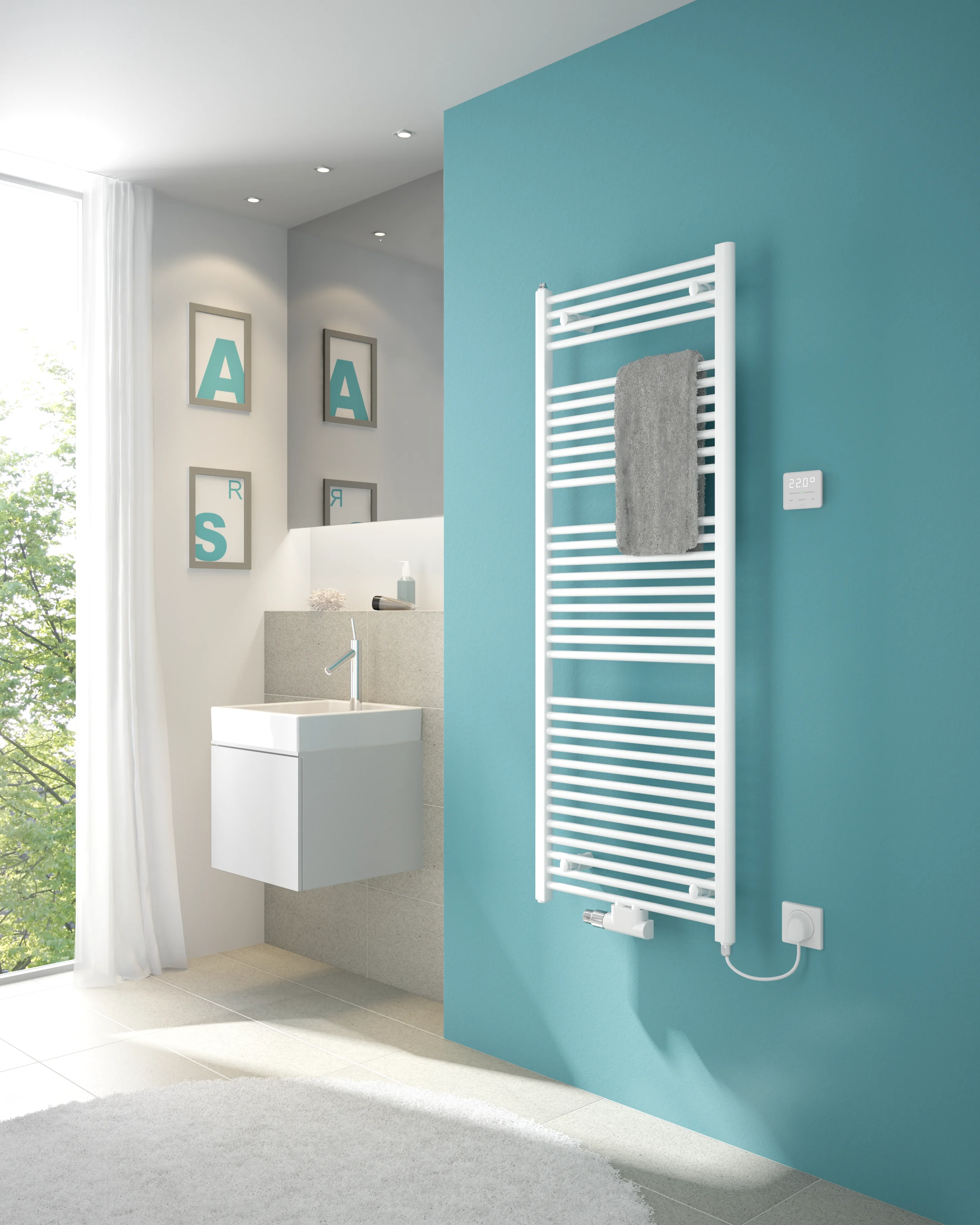 Arbonia Design-Elektroheizkörper „Bagnolino®-50 Watt“ 45 × 117,2 cm in Weiß (RAL 9016) Arbonia Design-Elektroheizkörper „Bagnolino®-50 Watt“ 45 × 117,2 cm in Weiß (RAL 9016)