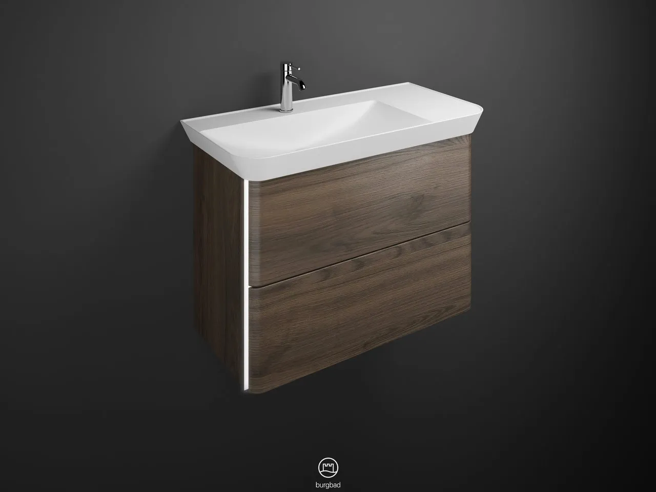 burgbad Iveo Mineralguss-Waschtisch inkl. Waschtischunterschrank SFFU080