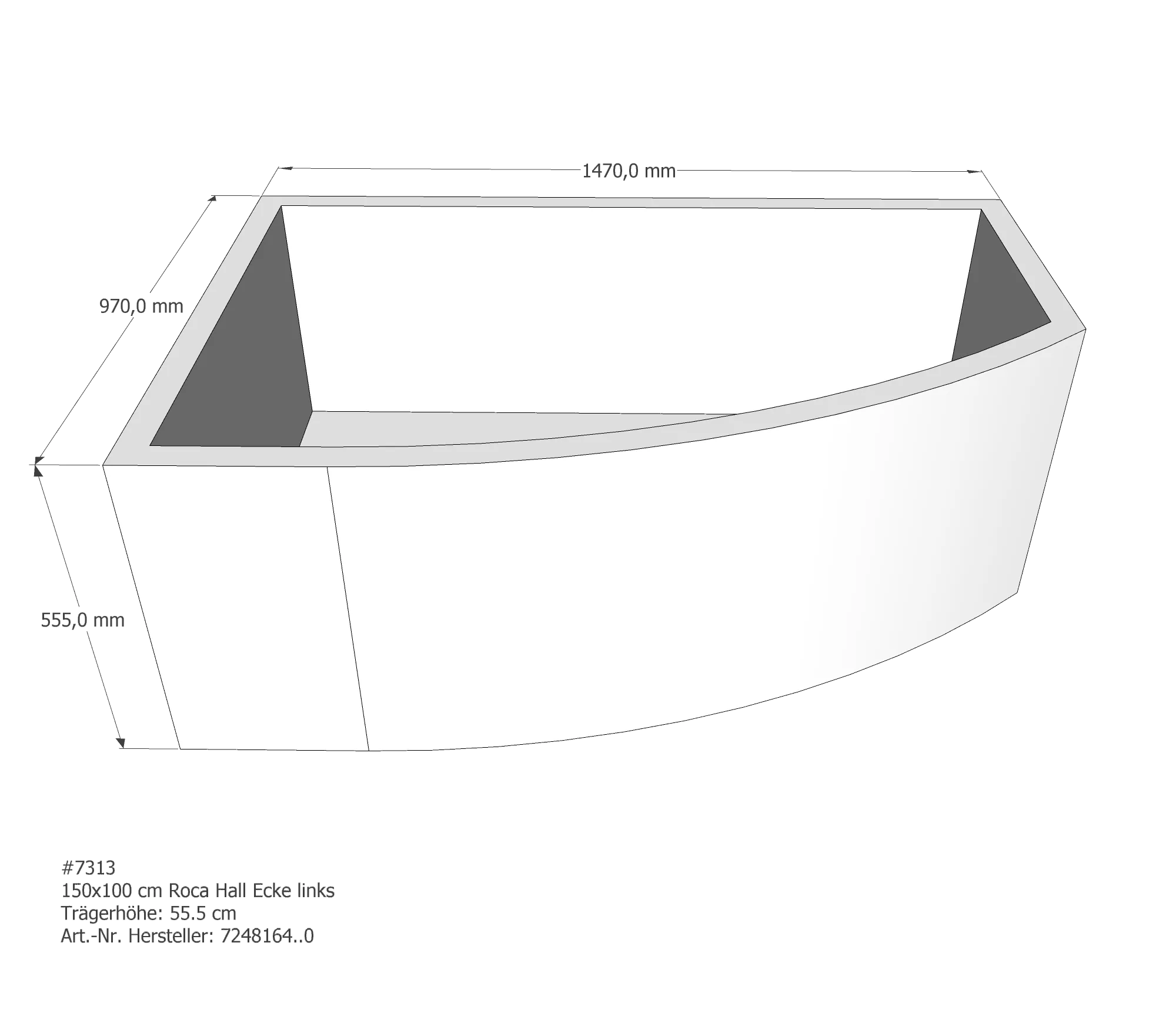 Badewannenträger für Roca Hall Ecke links links 150 × 100 × 42 cm Badewannenträger für Roca Hall Ecke links links 150 × 100 × 42 cm