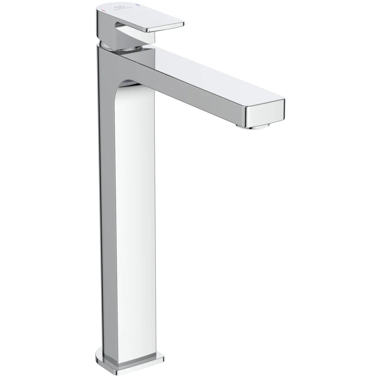 Waschtischarmatur Edge, mit verlängertem Sockel, 5 l/min., ohne Ablaufgarnitur, Ausladung 165mm, Chrom