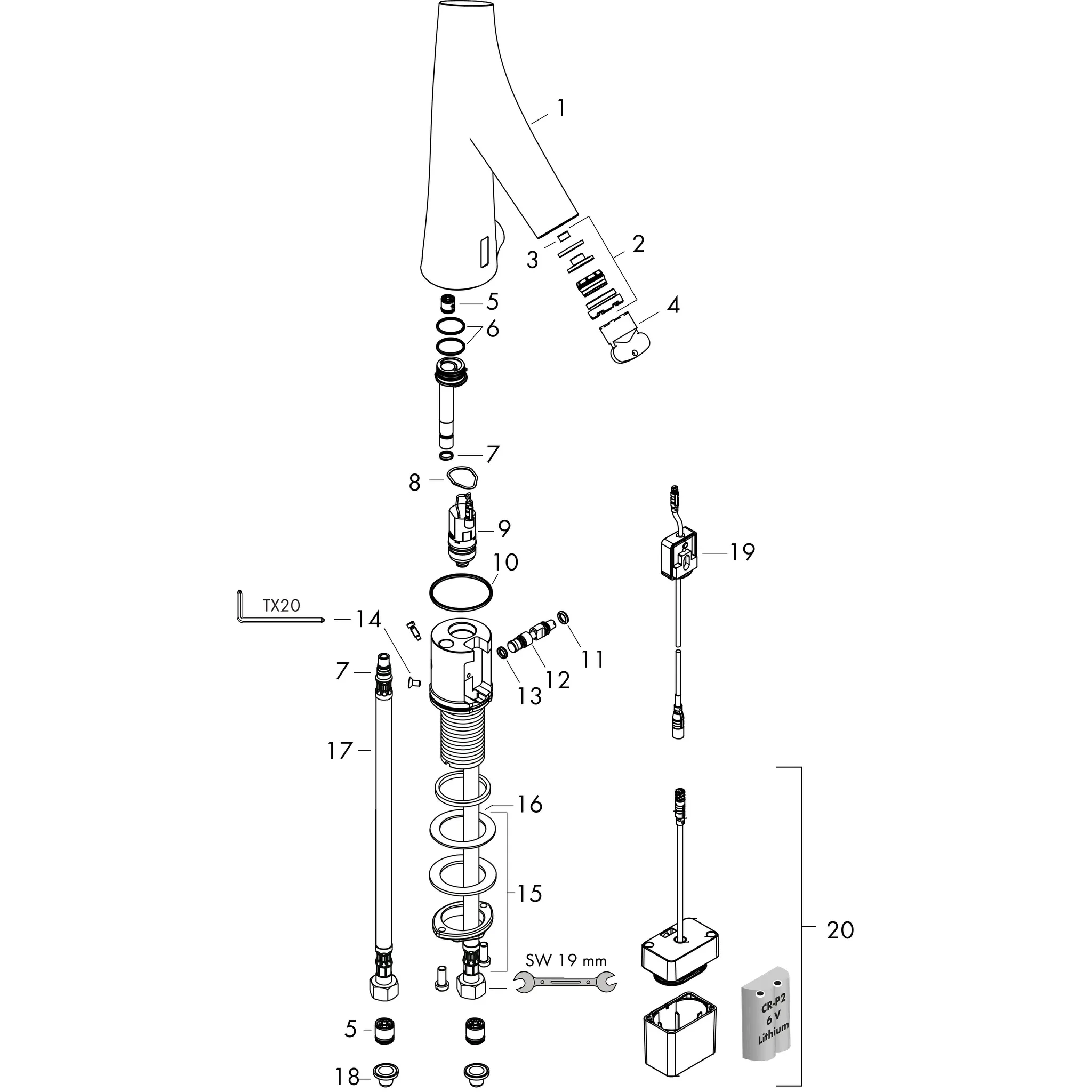 Waschtischmischer Axor Starck Organic Elektronik Batteriebetrieb chrom o.Temp. Waschtischmischer Axor Starck Organic Elektronik Batteriebetrieb chrom o.Temp.