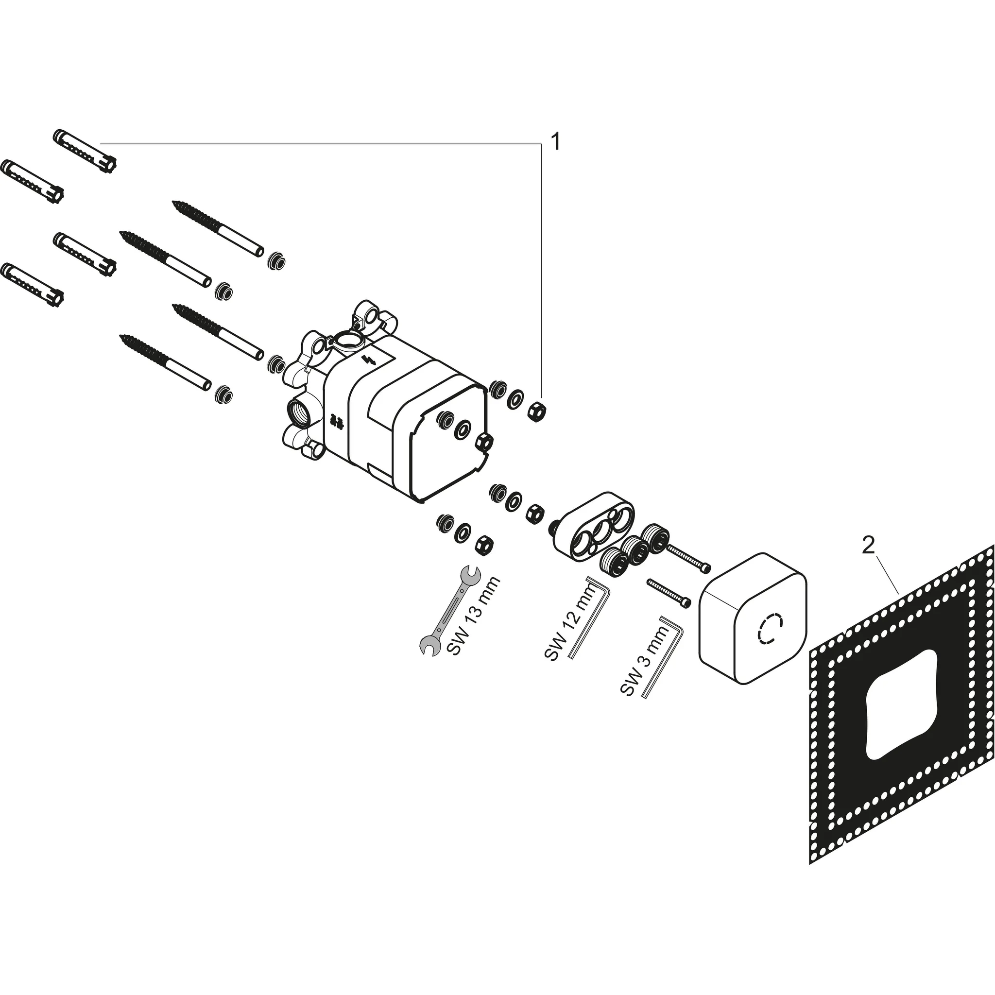 Grundset für Kopfbrause 2-jet mit Brausearm Axor