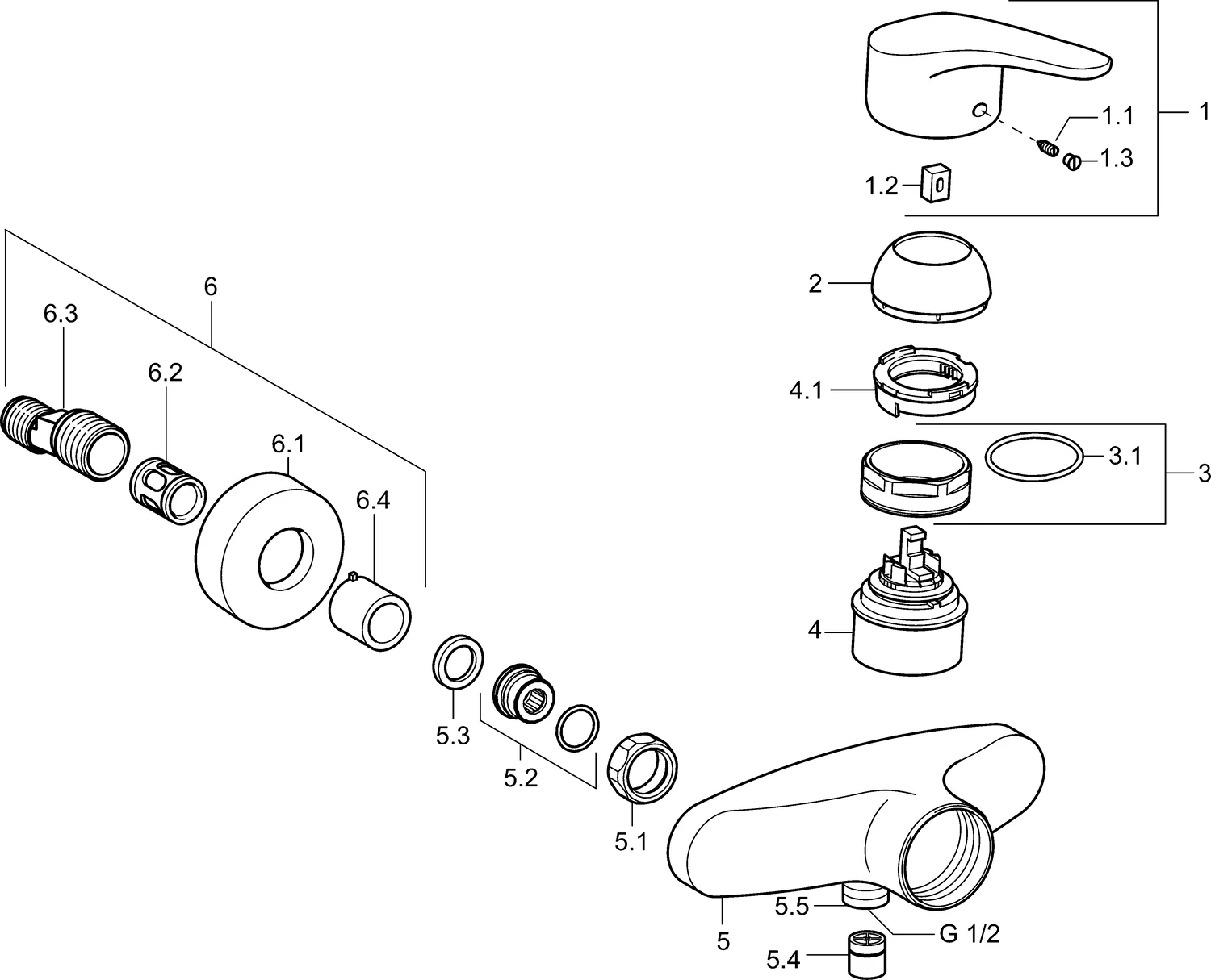 HansaMIX Einhebelmischer Brausebatterie DN15 Chrom