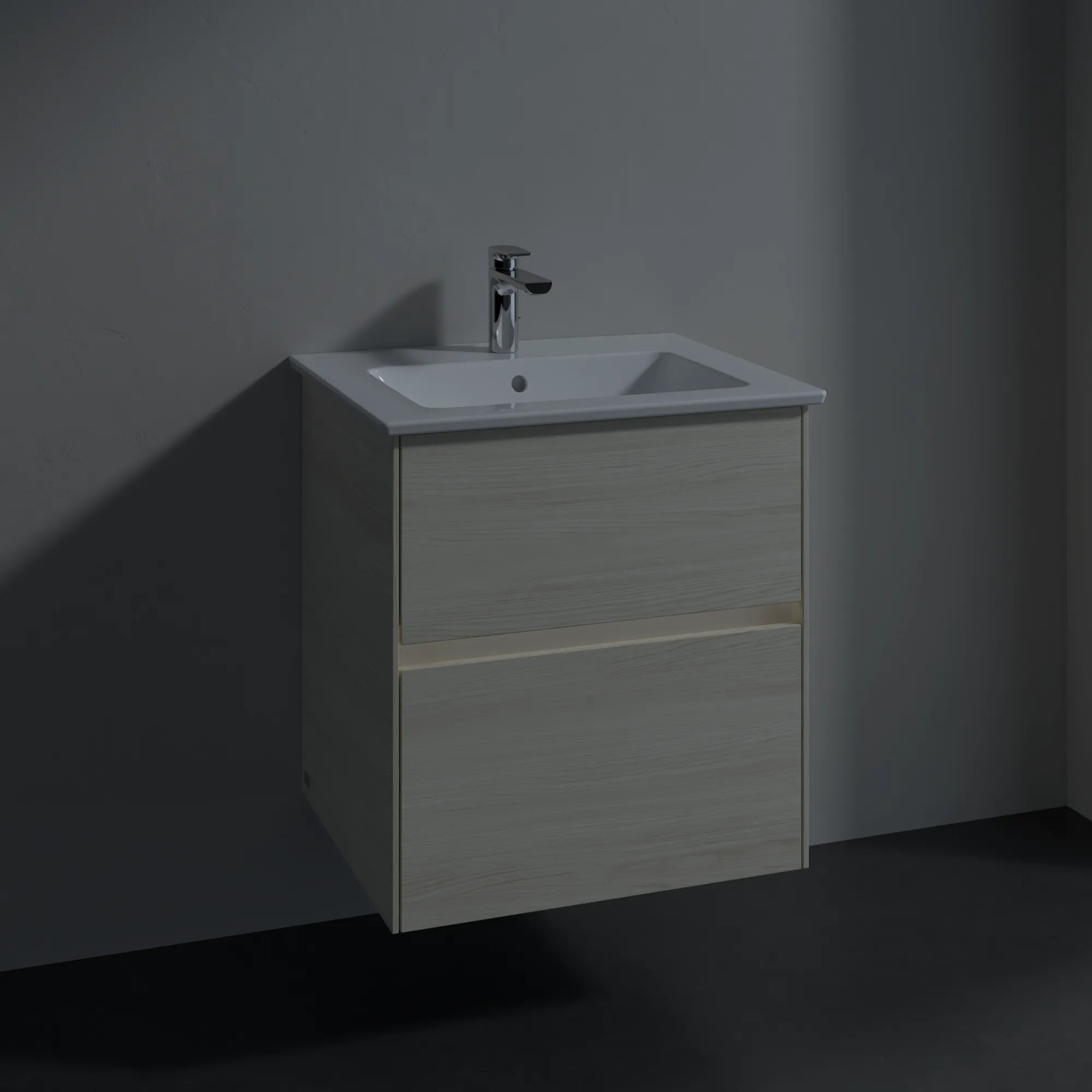 Villeroy & Boch Waschtischunterschrank „Collaro“ 561 × 610 × 480 mm White Oak, mit Beleuchtung, für Becken mittig Villeroy & Boch Waschtischunterschrank „Collaro“ 561 × 610 × 480 mm White Oak, mit Beleuchtung, für Becken mittig