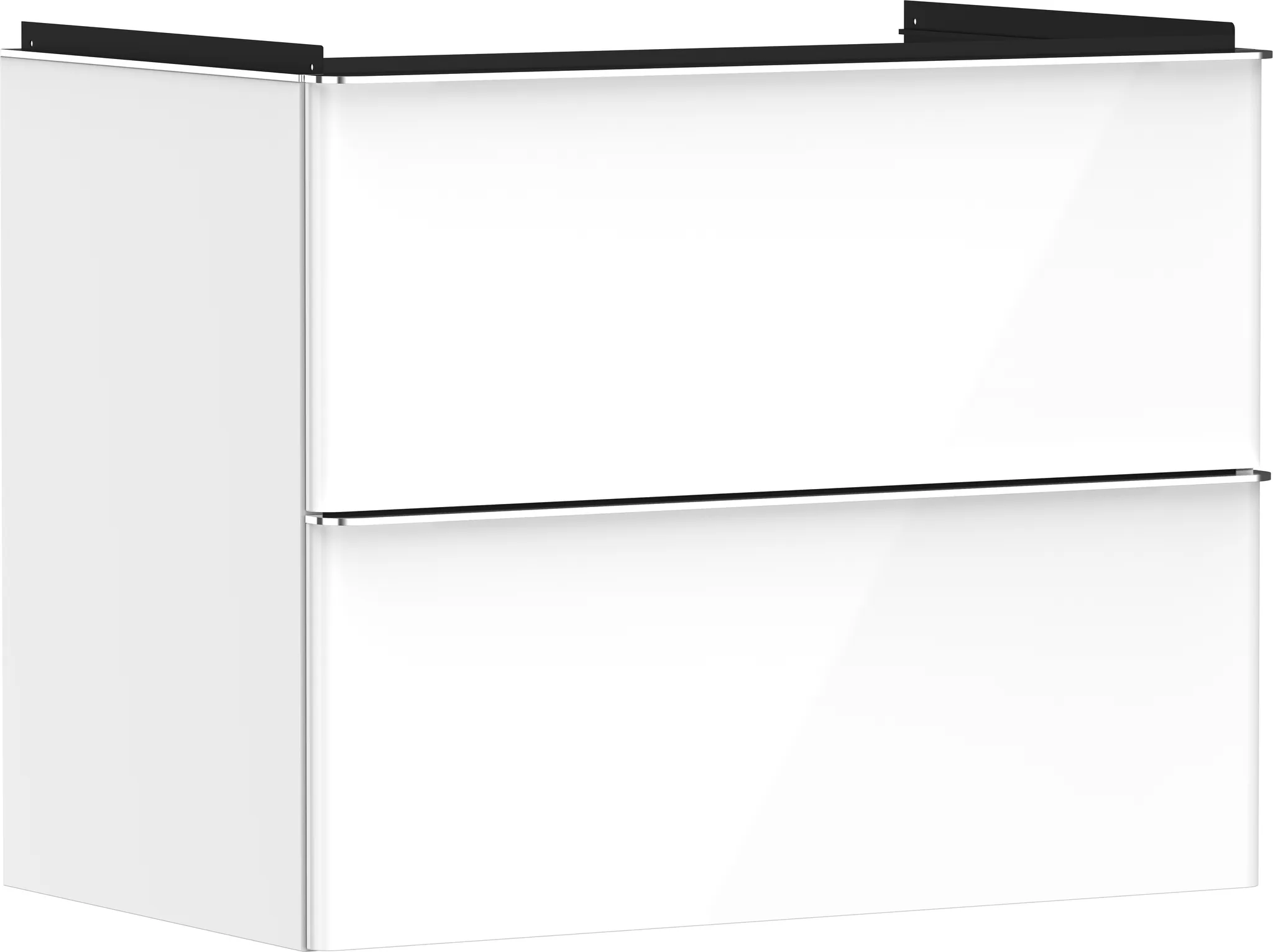 Xelu Q Waschtischunterschrank Weiß Hochglanz 780/475 mit 2 Schubkästen für Waschtisch Chrom