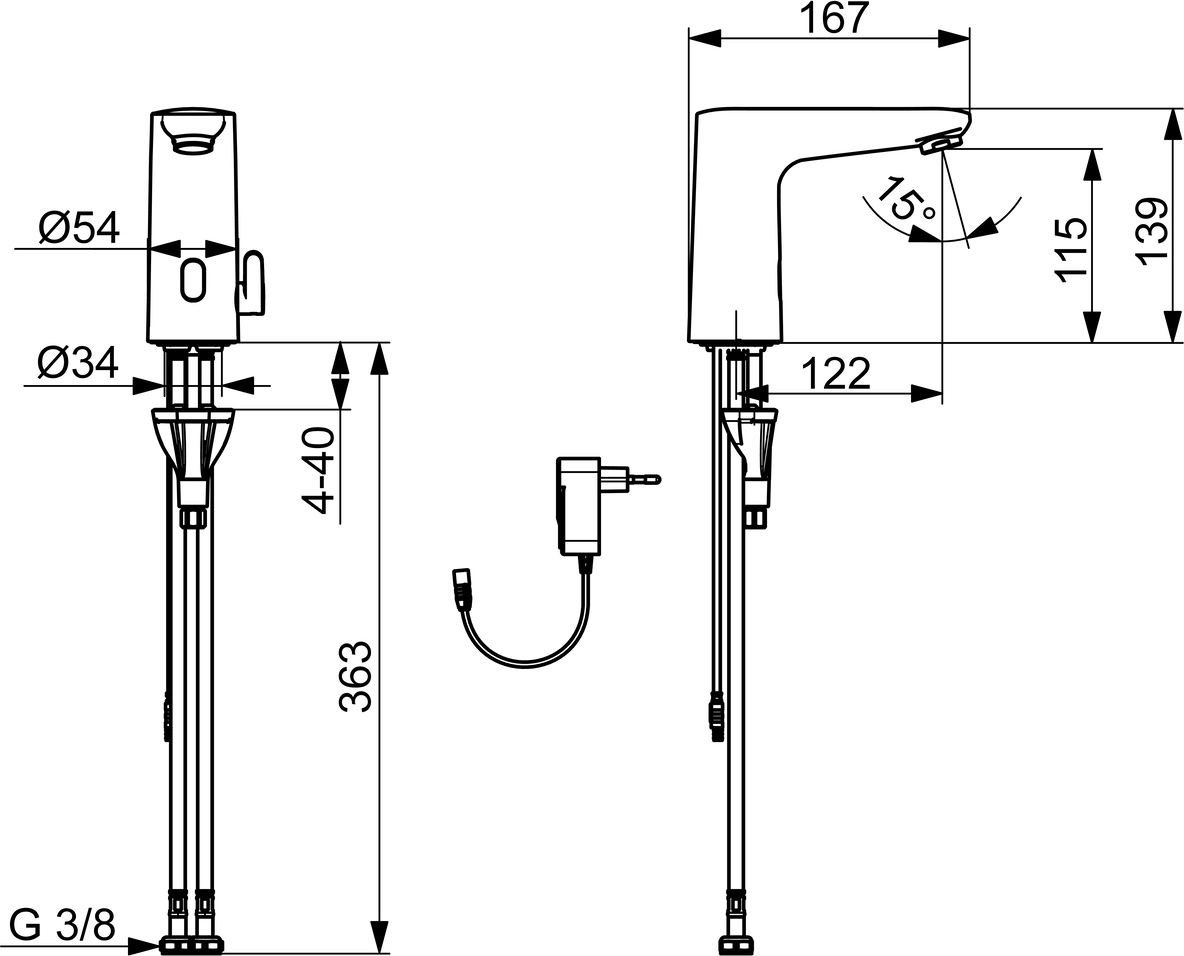 Hansa Waschtischarmatur, elektronisch „Electra“ Ausladung 123 mm in Matt-Schwarz Hansa Waschtischarmatur, elektronisch „Electra“ Ausladung 123 mm in Matt-Schwarz