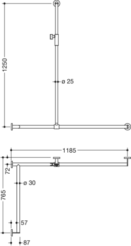 HEWI Haltegriff Ausführung links „System 900“ in Weiß tiefmatt / Hellgrau matt, Befestigung verdeckt HEWI Haltegriff Ausführung links „System 900“ in Weiß tiefmatt / Hellgrau matt, Befestigung verdeckt