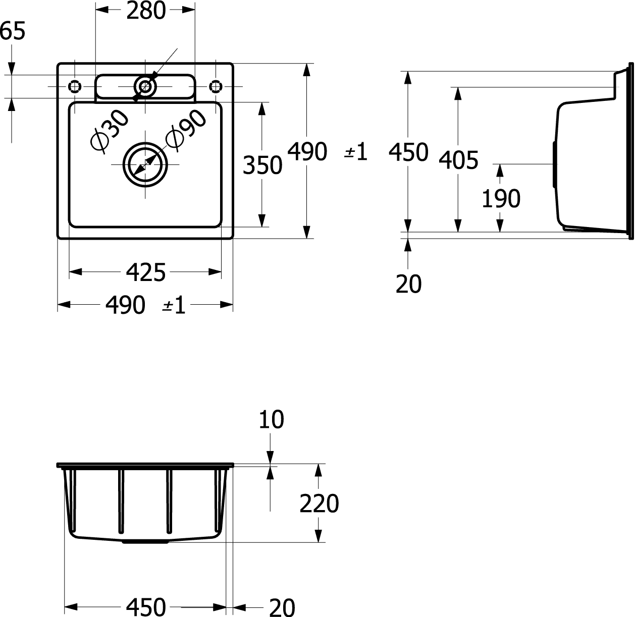 Villeroy & Boch Siluet 50 S Flat Spüle 470x470mm, TitanCeram, Snow White CeramicPlus Villeroy & Boch Siluet 50 S Flat Spüle 470x470mm, TitanCeram, Snow White CeramicPlus