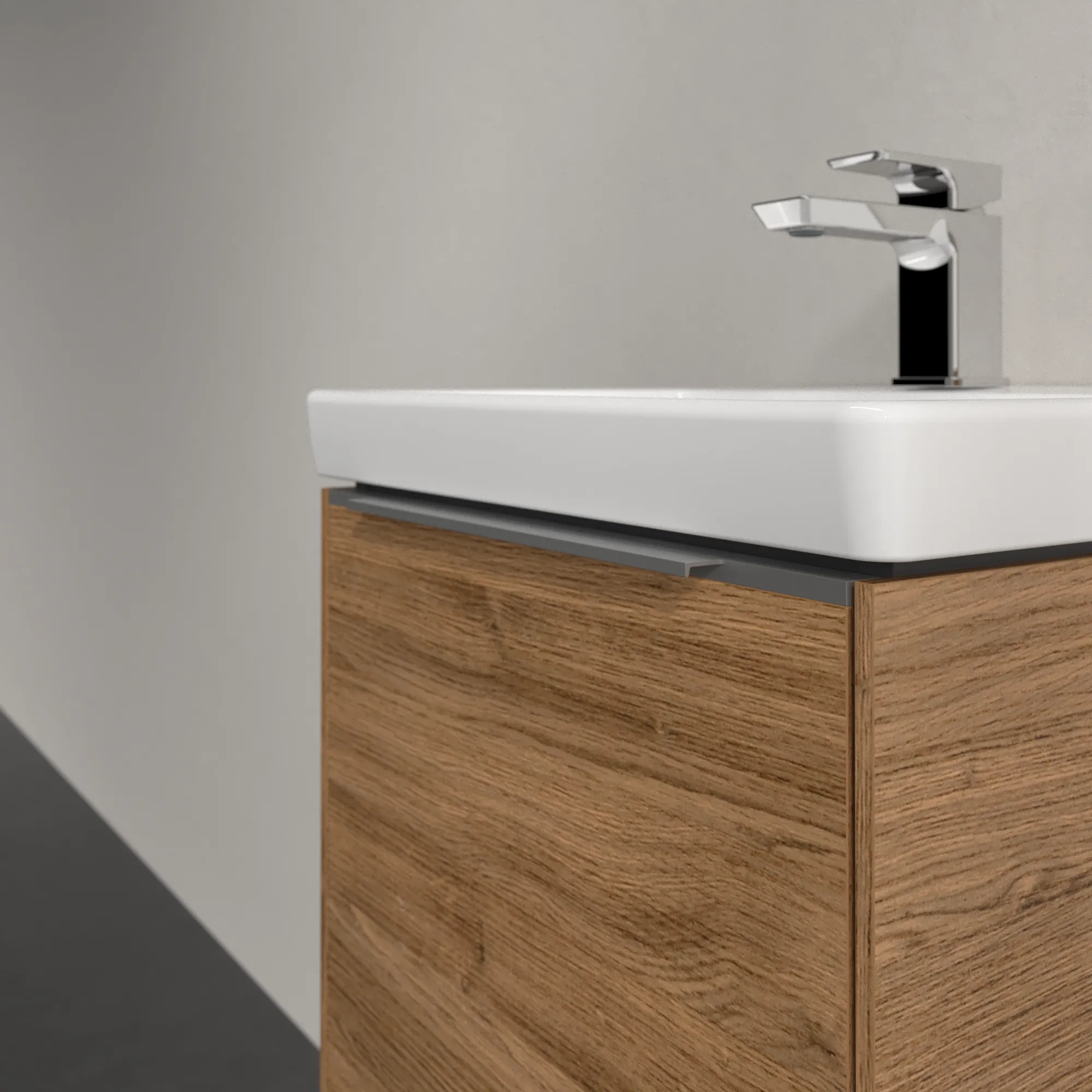 Villeroy & Boch Waschtischunterschrank mit Tür „Subway 3.0“ für Schrankwaschtisch 423 × 429 × 378 mm Kansas Oak, 1 Tür, für Becken mittig, Anschlag links