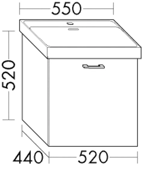 Waschtischunterschrank Laufen Meda H810112 - Sys30, 440x520x520 mm, 1 Auszug, 350 mm tief