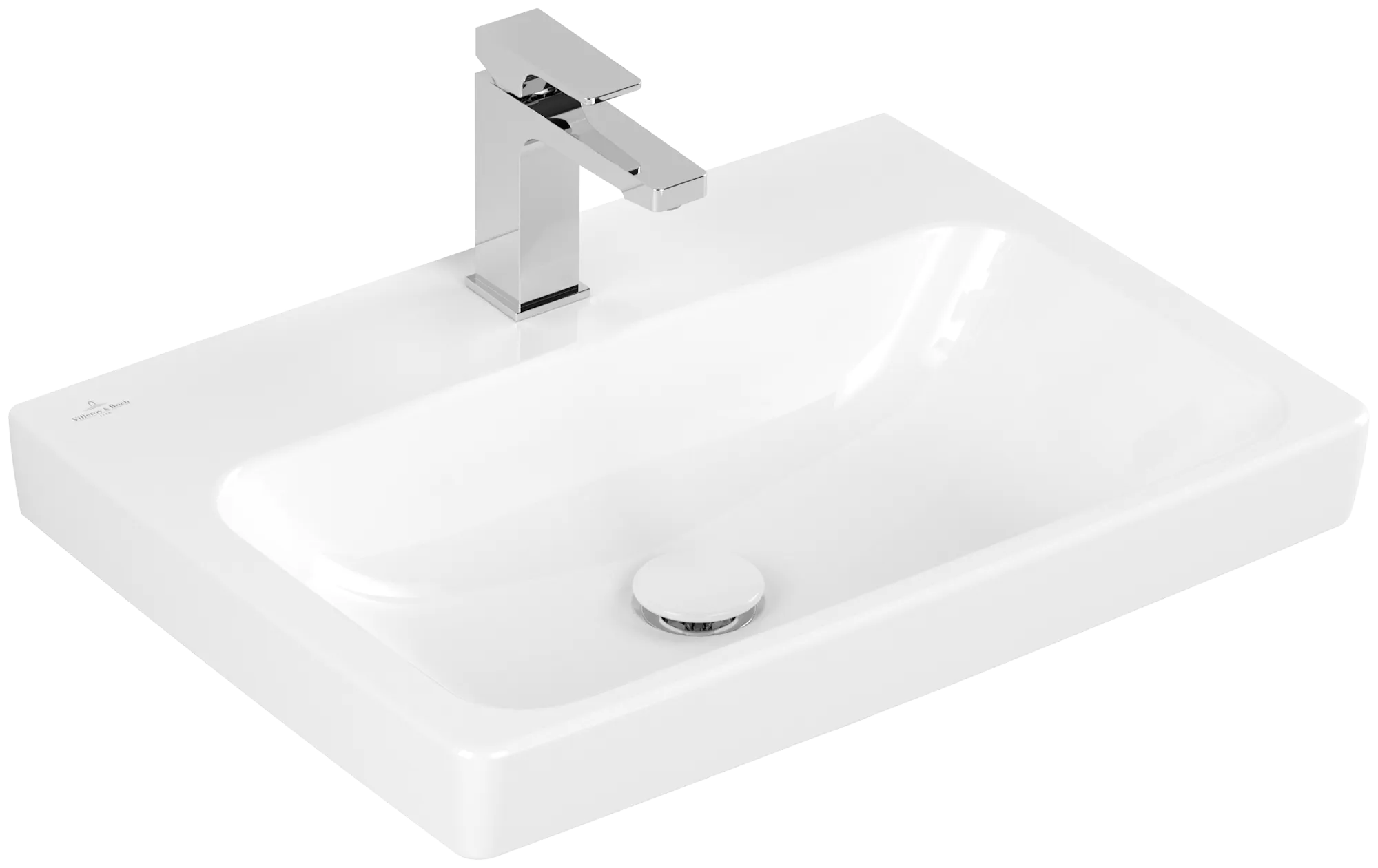 Villeroy & Boch Architectura Wandwaschbecken 4A876L, weiß Alpin AntiBac CeramicPlus, 600 x 445 x 165 mm, 3-Loch-Armatur, geschliffene Unterseite
