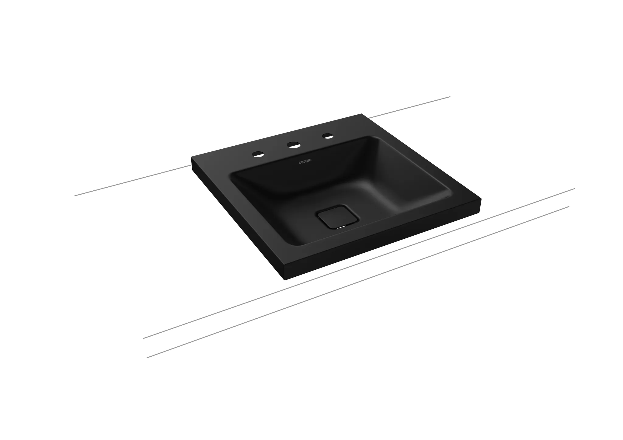 Aufsatzwaschtisch „Cono“ 50 × 50 cm, mittig, ohne Überlauf, mit Hahnlochbohrung in cool grey 90 mit Perl-Effekt