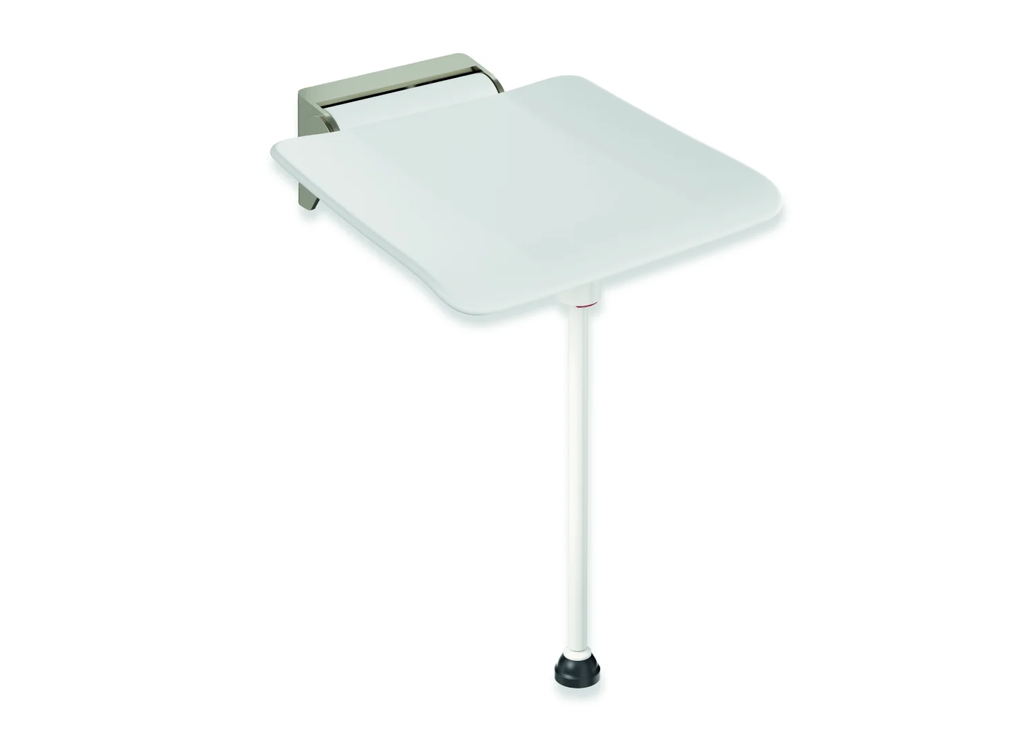 HEWI Klappsitz, System 900, Wandkonsole aus Edst., PVD, Sitzfläche aus strukturiertem Kst., weiß HEWI Klappsitz, System 900, Wandkonsole aus Edst., PVD, Sitzfläche aus strukturiertem Kst., weiß