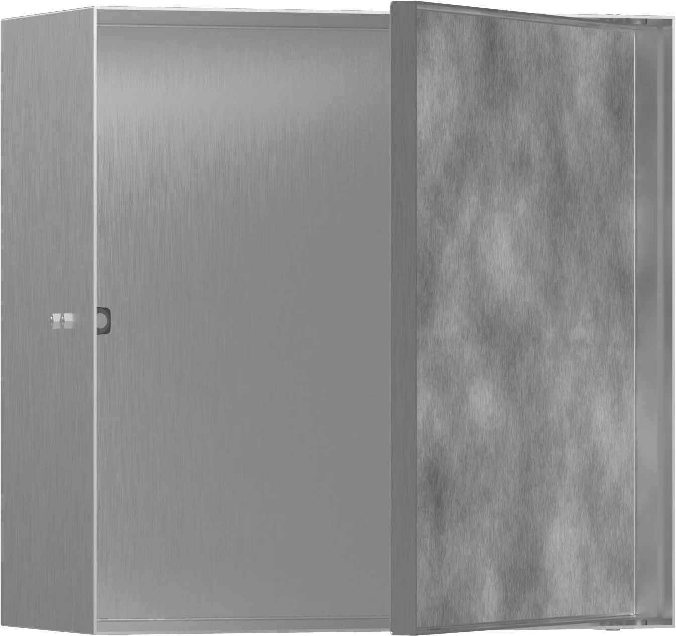 Hansgrohe XtraStoris Rock Wandnische mit befliesbarer Tür, 300 x 300 x 140 mm, Edelstahl gebürstet Hansgrohe XtraStoris Rock Wandnische mit befliesbarer Tür, 300 x 300 x 140 mm, Edelstahl gebürstet