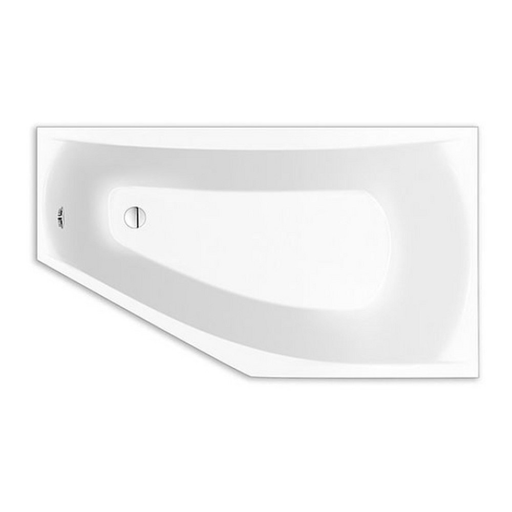 repaBAD Badewanne „Arosa“ fünfeck 160 × 90 cm, links, Fußablauf in Weiß