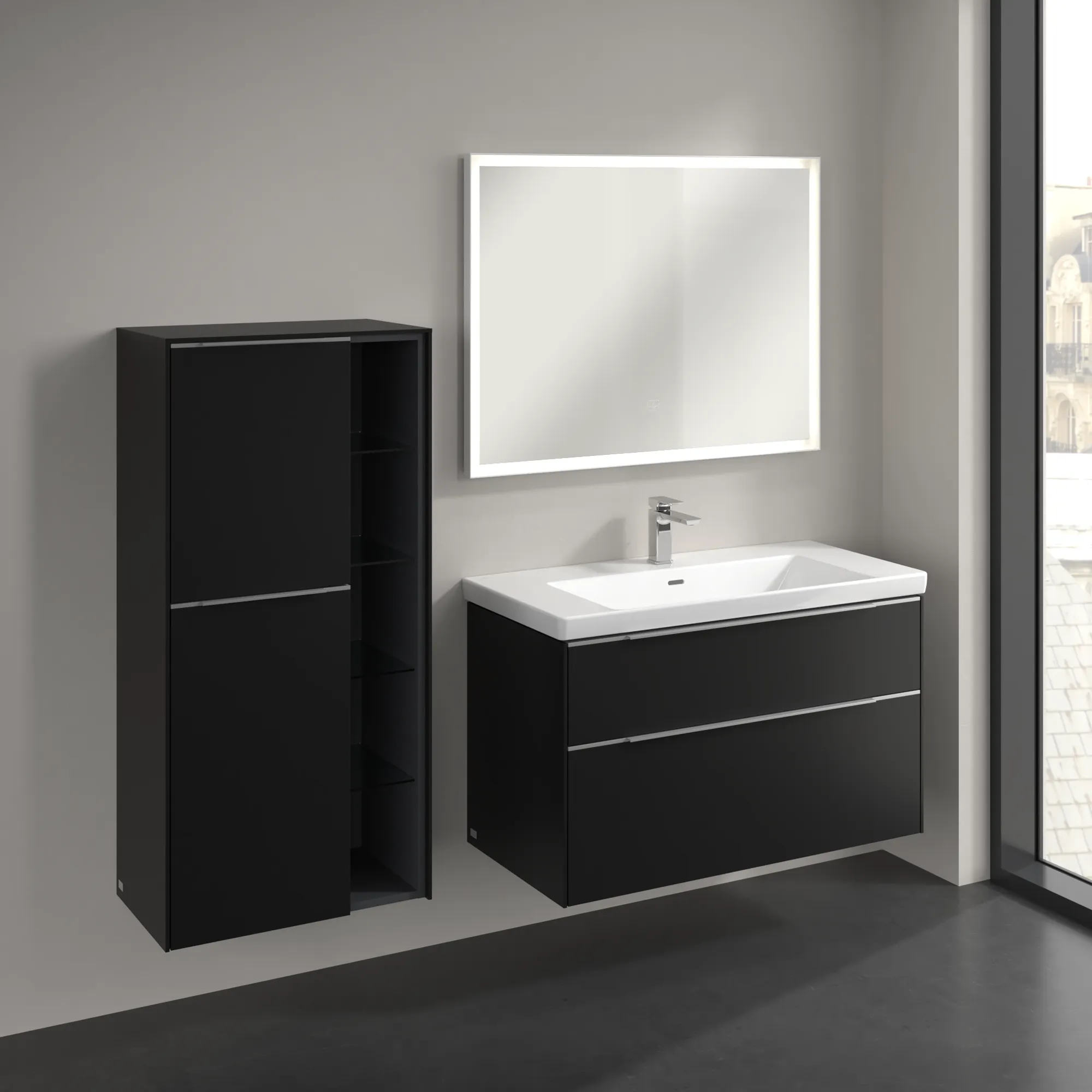 Villeroy & Boch Subway 3.0 Mittelschrank C59800, 574x1200x362mm, links Anschlag, Volcano Black