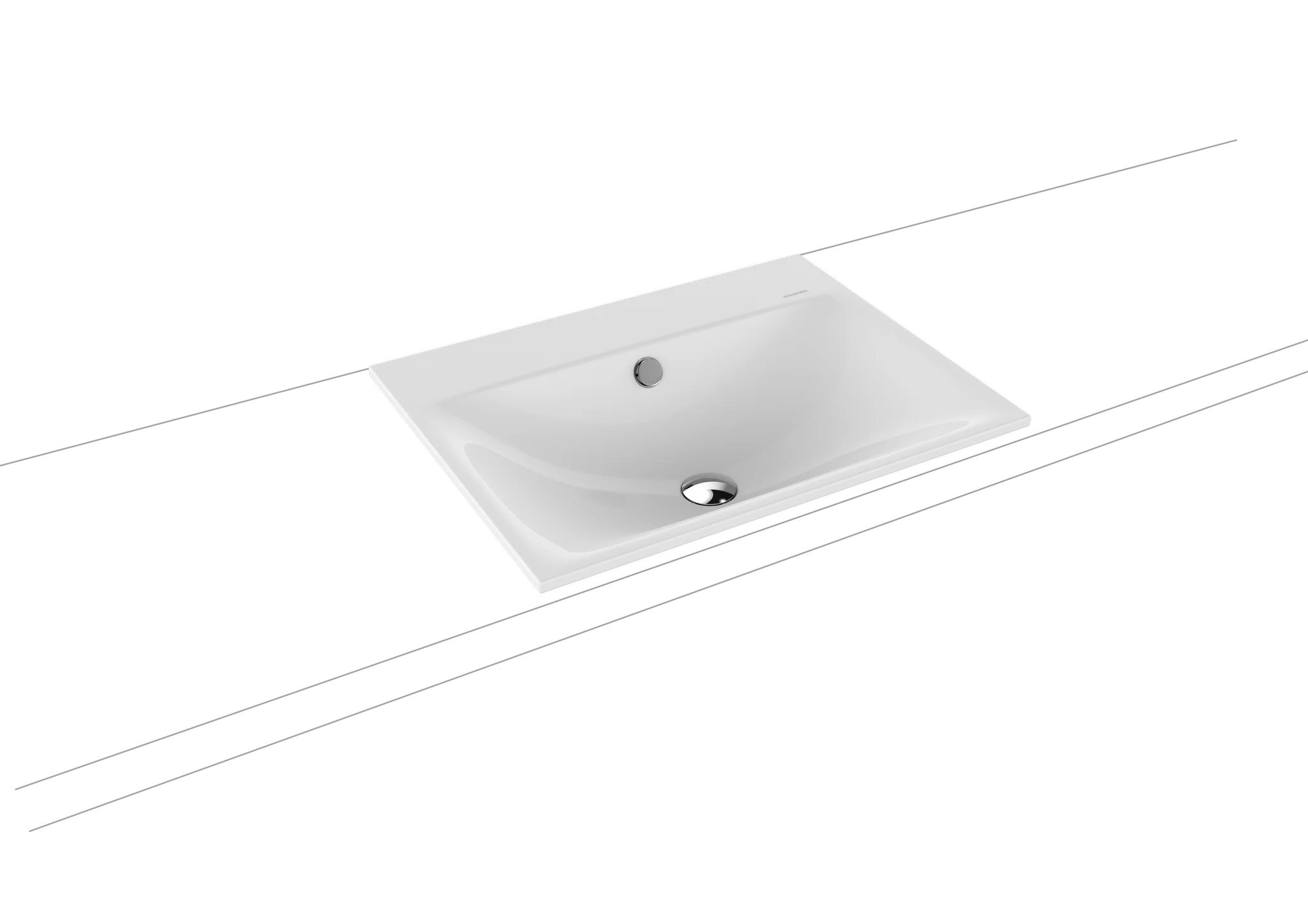 Kaldewei SILENIO Einbauwaschtisch, alpinweiß, Perl-Effekt, 600x460 mm, Randhöhe 14 mm