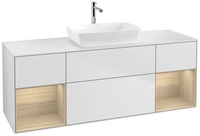 Villeroy & Boch Waschtischunterschrank „Finion“ für Schrankwaschtisch 1600 × 603 × 501 mm White Matt Lacquer, für Becken mittig, mit Hahnlochbohrung Villeroy & Boch Waschtischunterschrank „Finion“ für Schrankwaschtisch 1600 × 603 × 501 mm White Matt Lacquer, für Becken mittig, mit Hahnlochbohrung