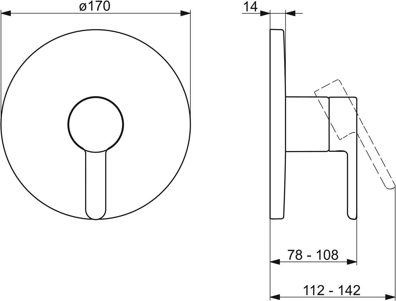 HansaDESIGNO Style Duscharmatur, Einhebelmischer Fertigmontageset für Brausebatterie 8110 Rosette rund Chrom