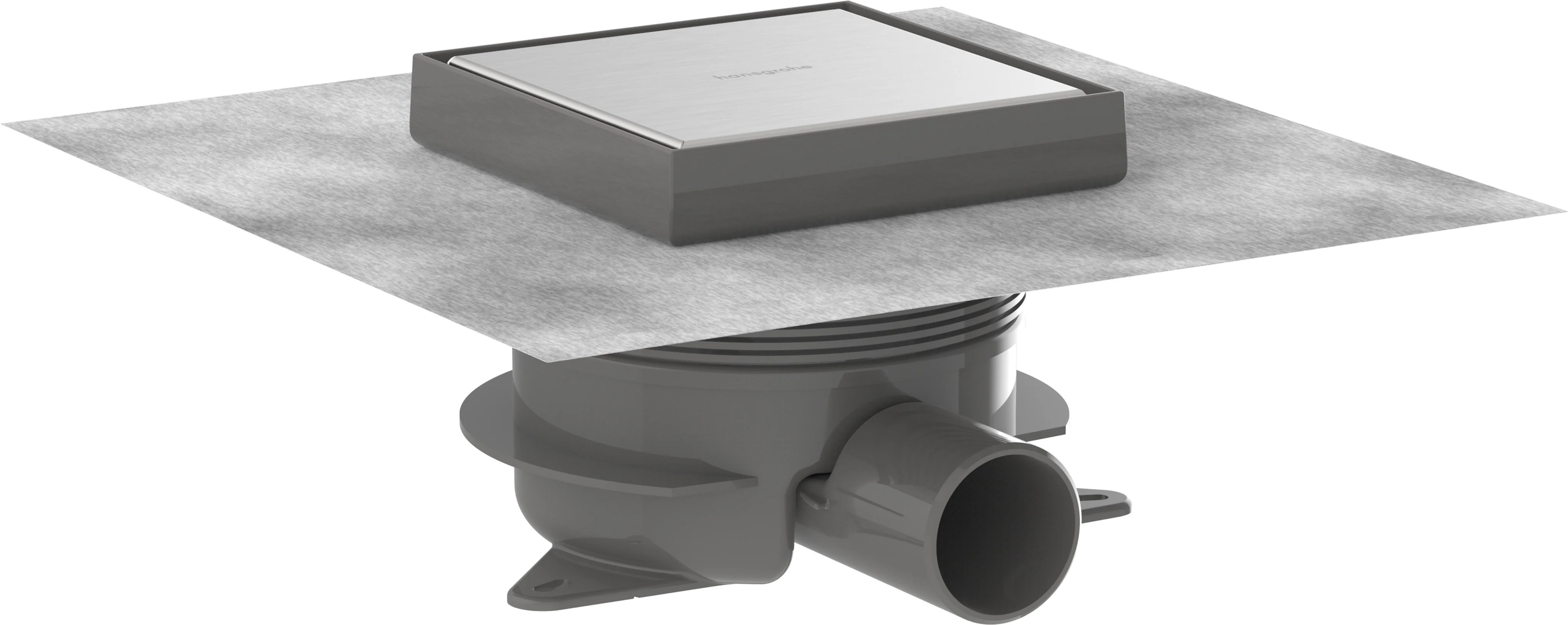 Hansgrohe RainDrain Spot Plus Komplettset Punktablauf 150x150 mm, höhenverstellbarer Rahmen, rückseitig befliessbar, Edelstahl gebürstet