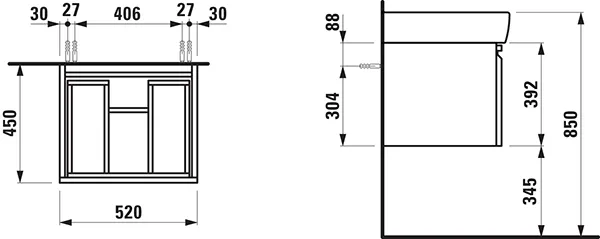 Laufen Waschtischunterbau „PRO“ 520 × 392 × 450 mm Weiß glänzend