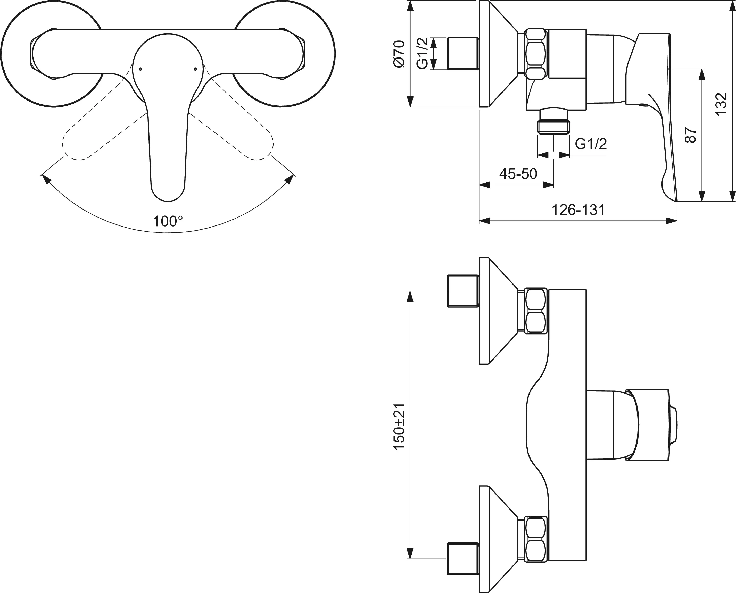Brausearmatur Aufputz Alpha, Chrom Brausearmatur Aufputz Alpha, Chrom