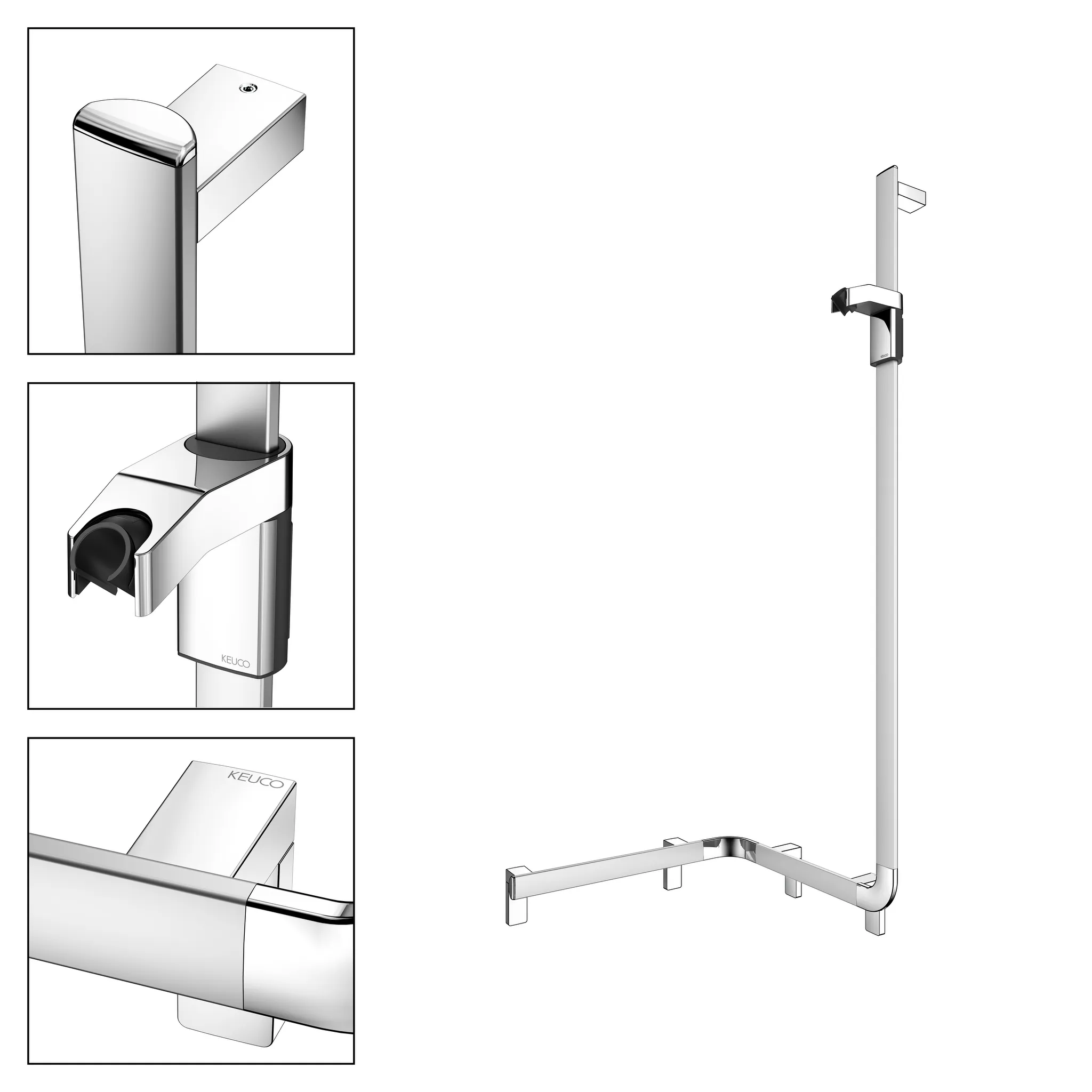 KEUCO AXESS Duschhandlauf mit Brausestange rechts silber-eloxiert KEUCO AXESS Duschhandlauf mit Brausestange rechts silber-eloxiert