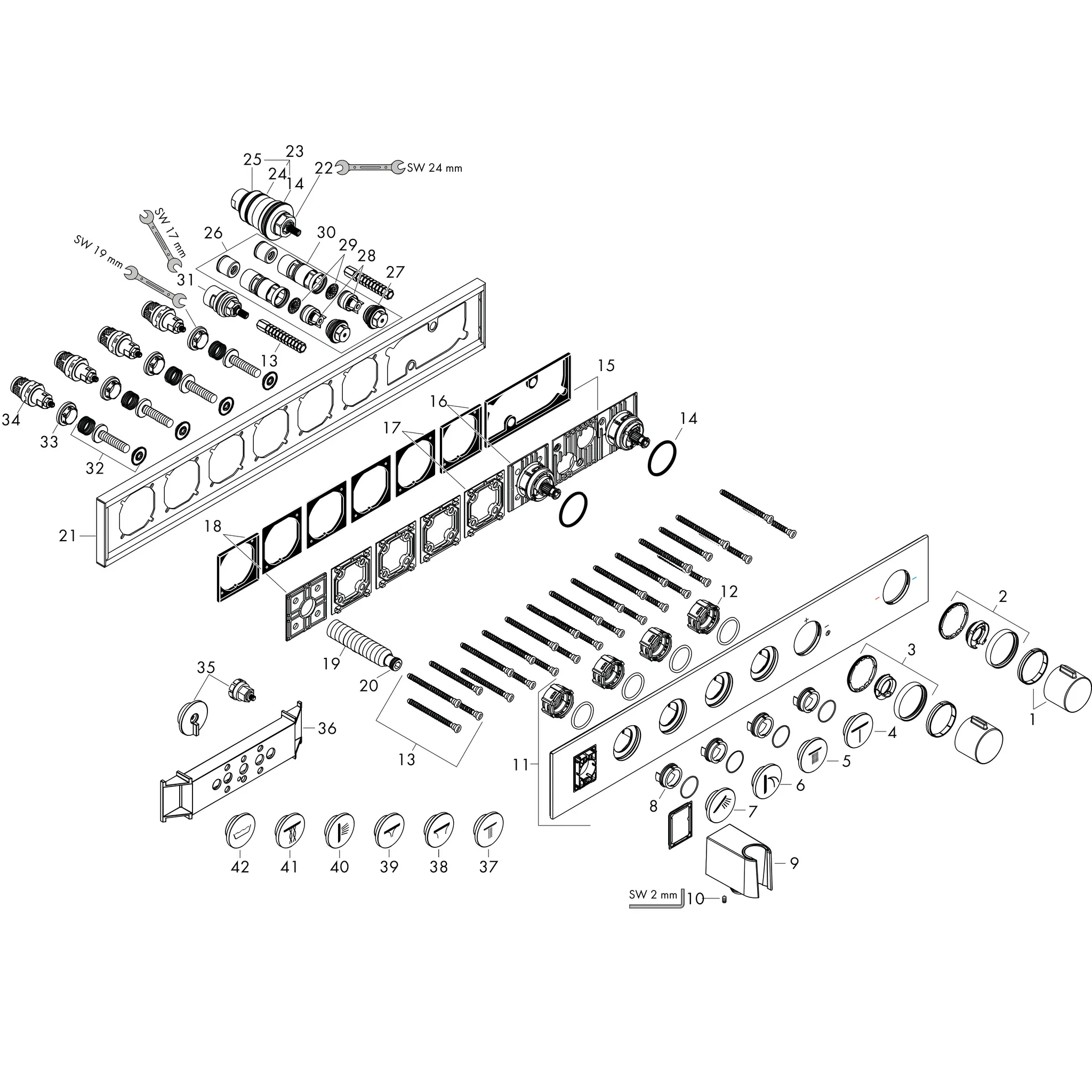 Hansgrohe AXOR ShowerSolutions Thermostatmodul Select 600⁄90 Unterputz für 4 Verbraucher chrom Hansgrohe AXOR ShowerSolutions Thermostatmodul Select 600⁄90 Unterputz für 4 Verbraucher chrom