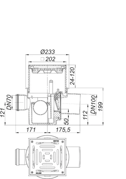 Rückstau-Kellerablauf DallSafe 200/1 SES, DN 100, 200 x 200 mm Rückstau-Kellerablauf DallSafe 200/1 SES, DN 100, 200 x 200 mm