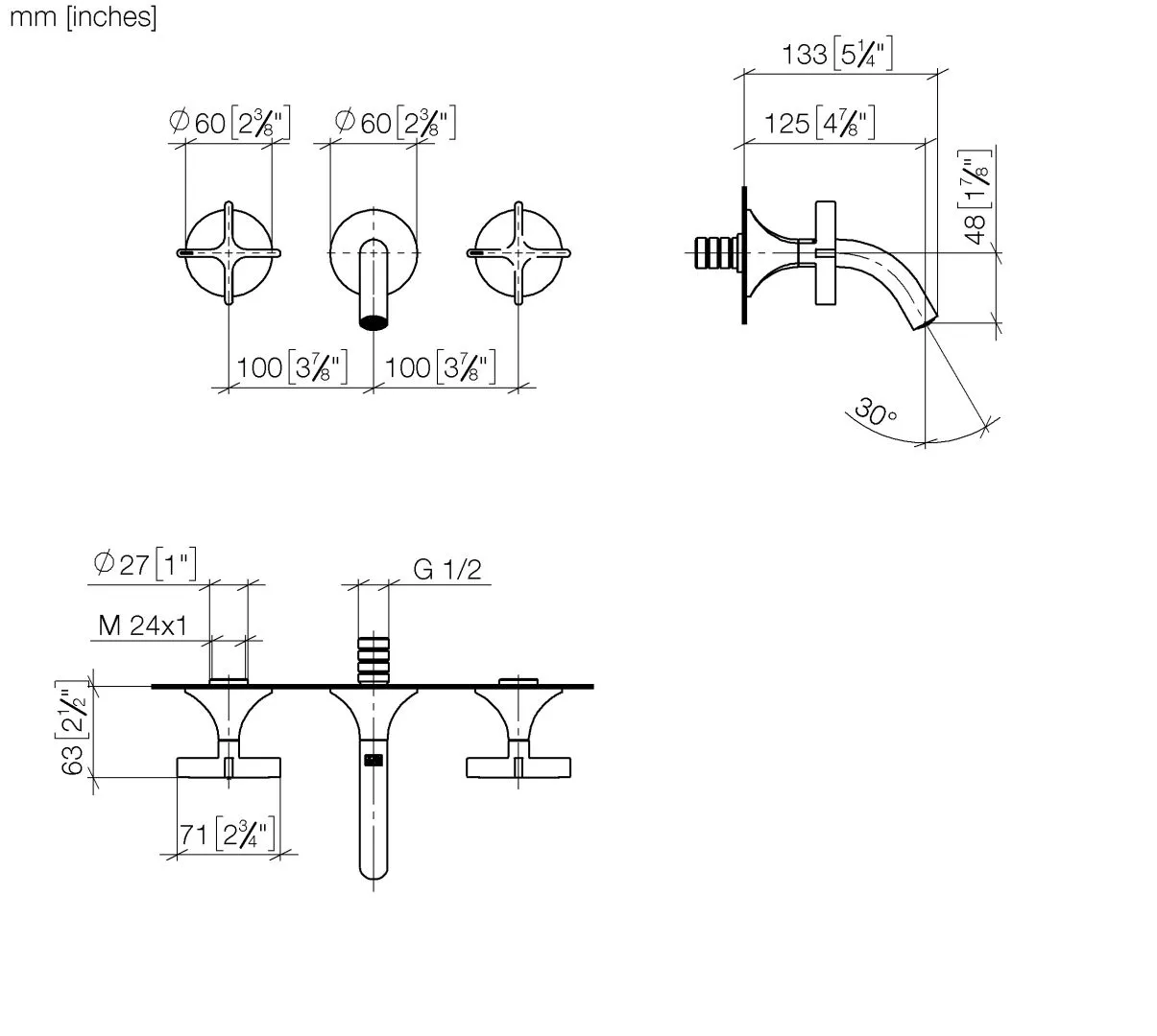Waschtisch-Wandbatterie ohne Ablaufgarnitur VAIA Chrom 36702809