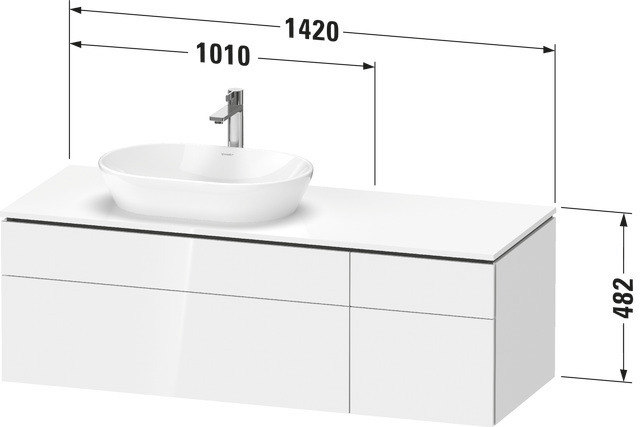 Duravit Waschtischunterschrank wandhängend „L-Cube“ 142 × 48,2 × 55 cm, links