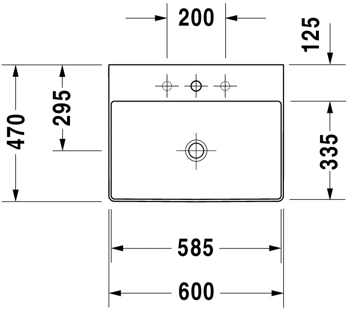Wandwaschtisch „DuraSquare“, ohne Überlauf, Hahnlochposition mittig Wandwaschtisch „DuraSquare“, ohne Überlauf, Hahnlochposition mittig