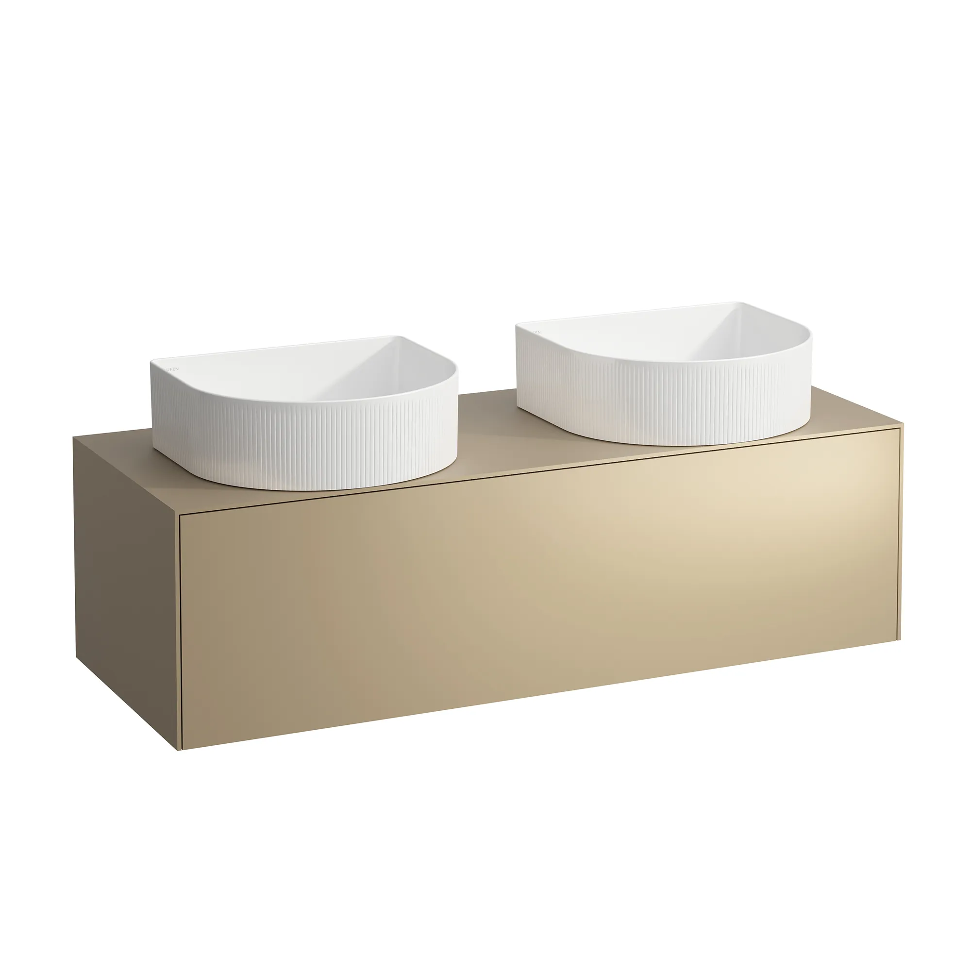 Laufen Waschtischunterbau „SONAR“ 1177 × 341 × 457 mm Gold, ohne Hahnlochbohrung, links und rechts