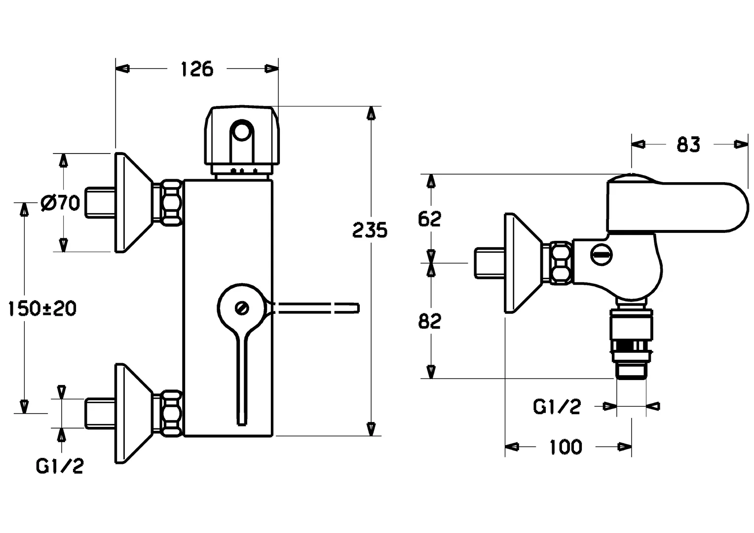 HansaTEMPRA Duscharmatur mit Thermostat und Sicherungseinrichtung DN15 Chrom