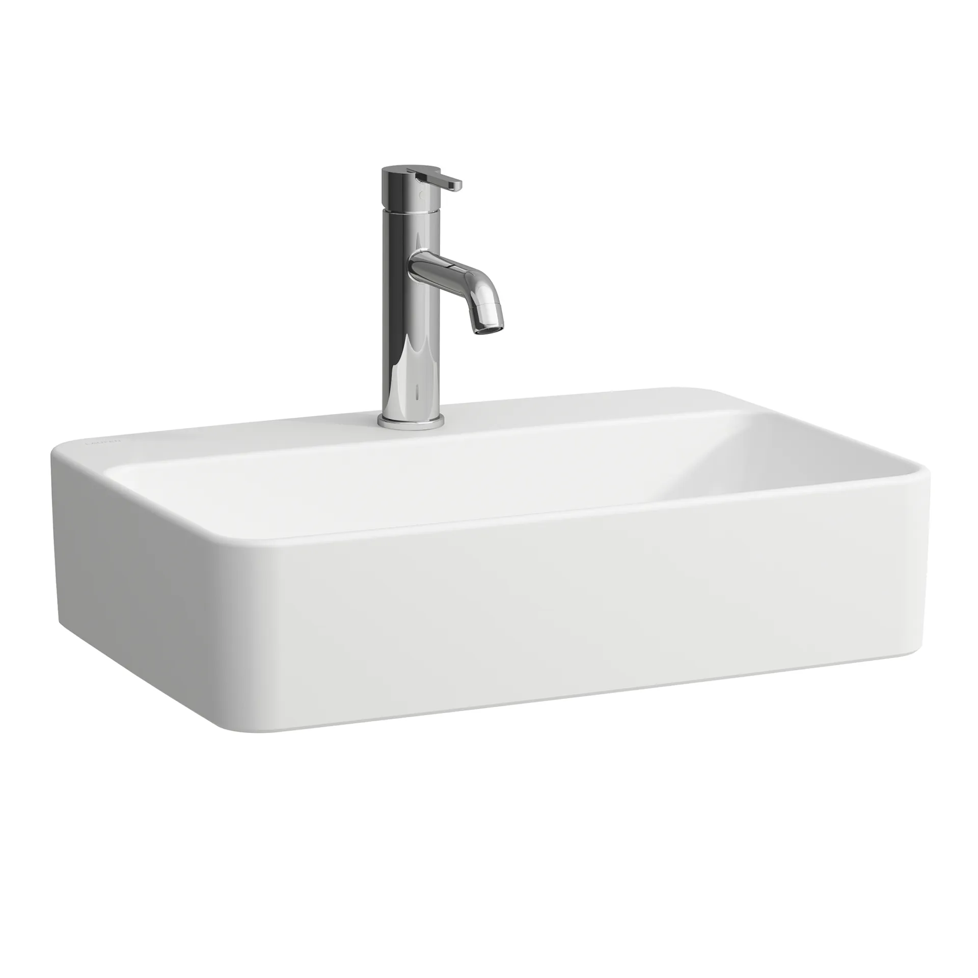 Waschtisch-Schale SAVOY 380x550x155 rechteckig mit Hahnlochbank mit Hahnloch mit Überlauf weiß