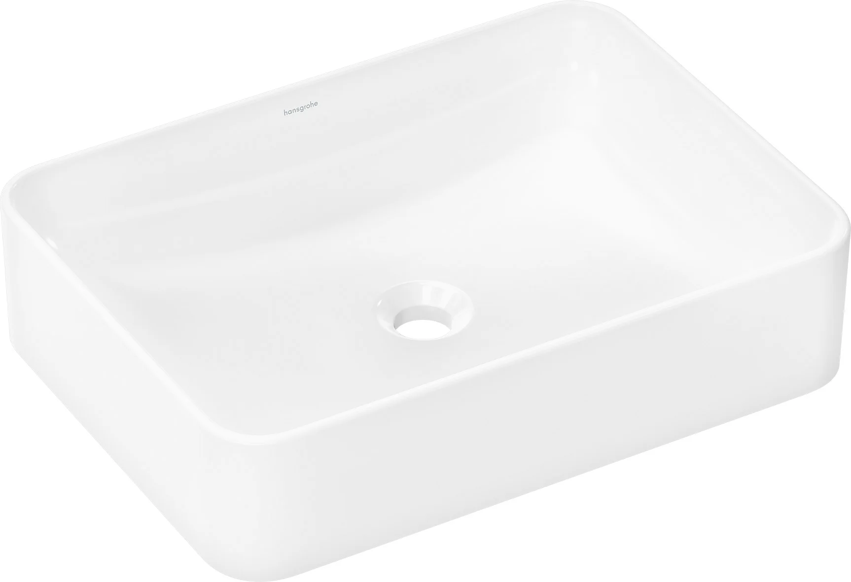 Hansgrohe Aufsatzwaschtisch Xuniva Q, weiß, 550x400 mm, glänzend, ohne Hahnloch und Überlauf, Keramik